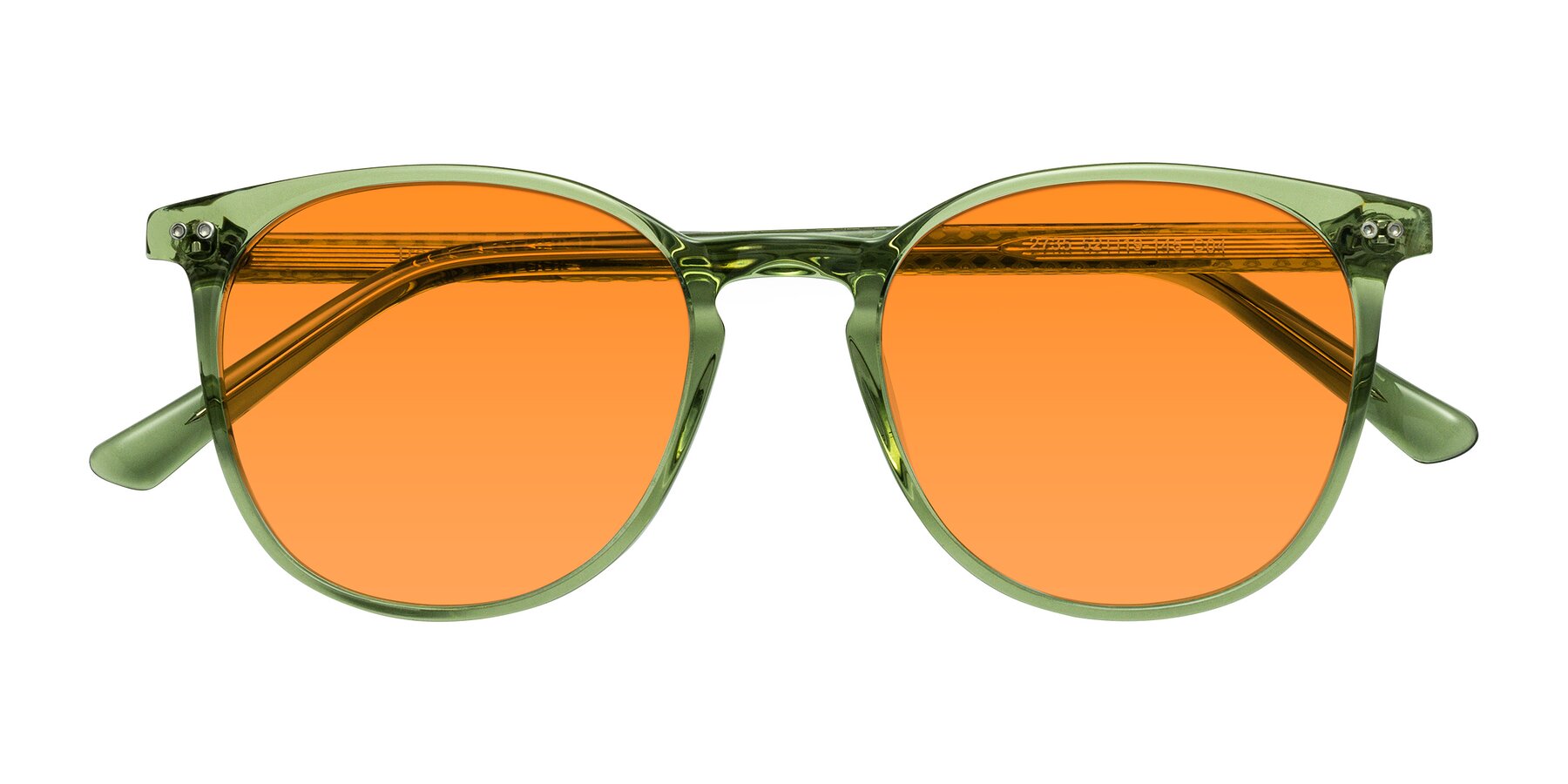 Folded Front of Trang in Transparent Green with Orange Tinted Lenses