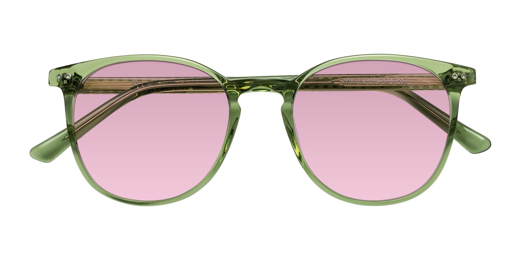 Folded Front of Trang in Transparent Green with Light Wine Tinted Lenses