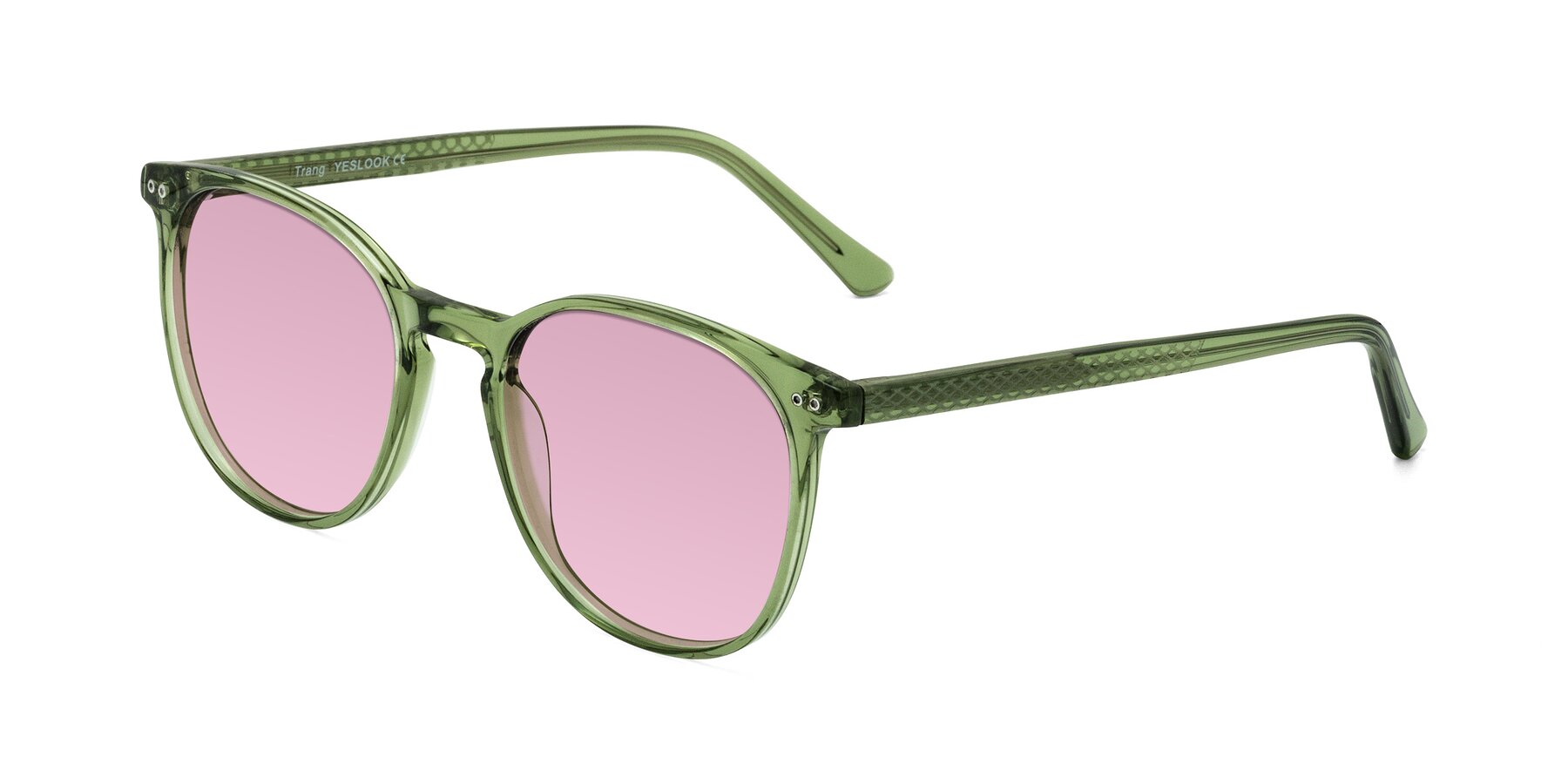 Angle of Trang in Transparent Green with Light Wine Tinted Lenses