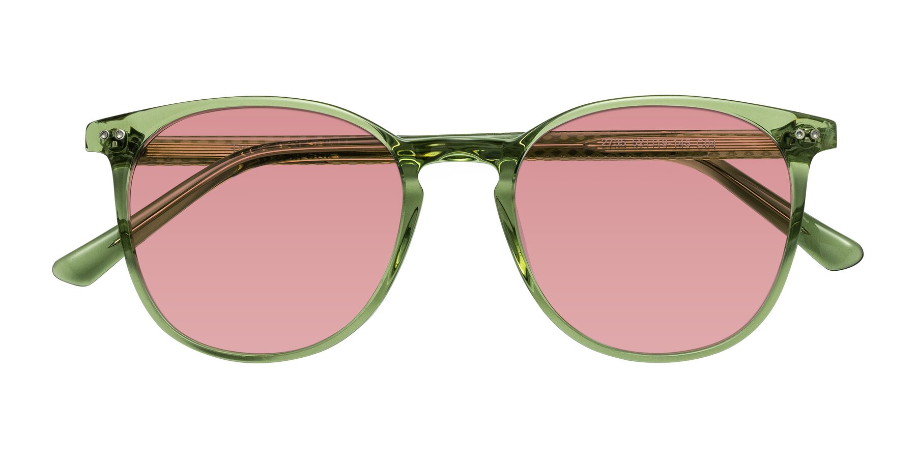 Folded Front of Trang in Transparent Green with Medium Garnet Tinted Lenses