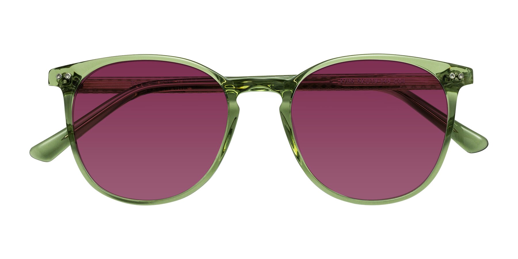 Folded Front of Trang in Transparent Green with Wine Tinted Lenses