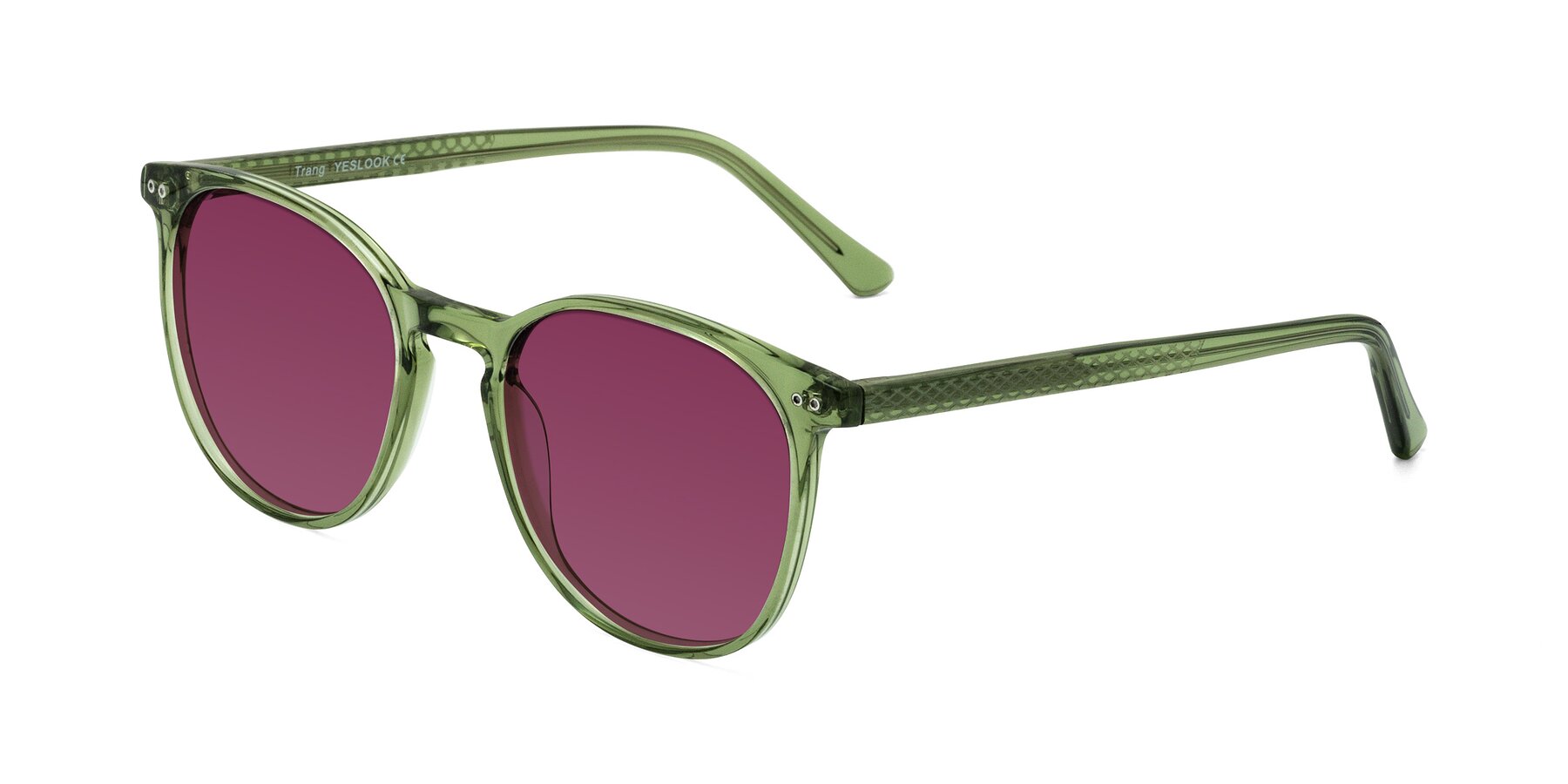 Angle of Trang in Transparent Green with Wine Tinted Lenses