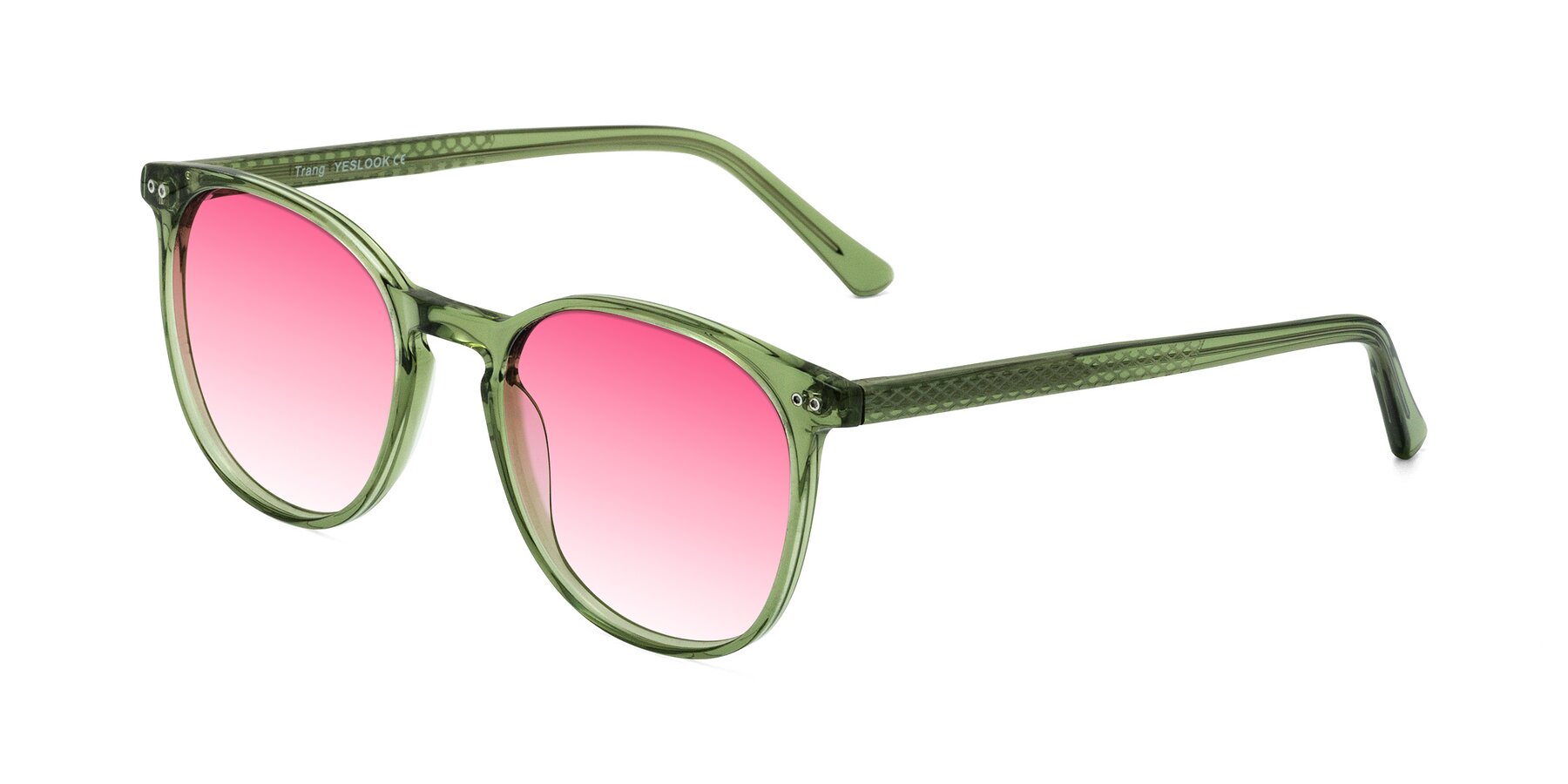 Angle of Trang in Transparent Green with Pink Gradient Lenses