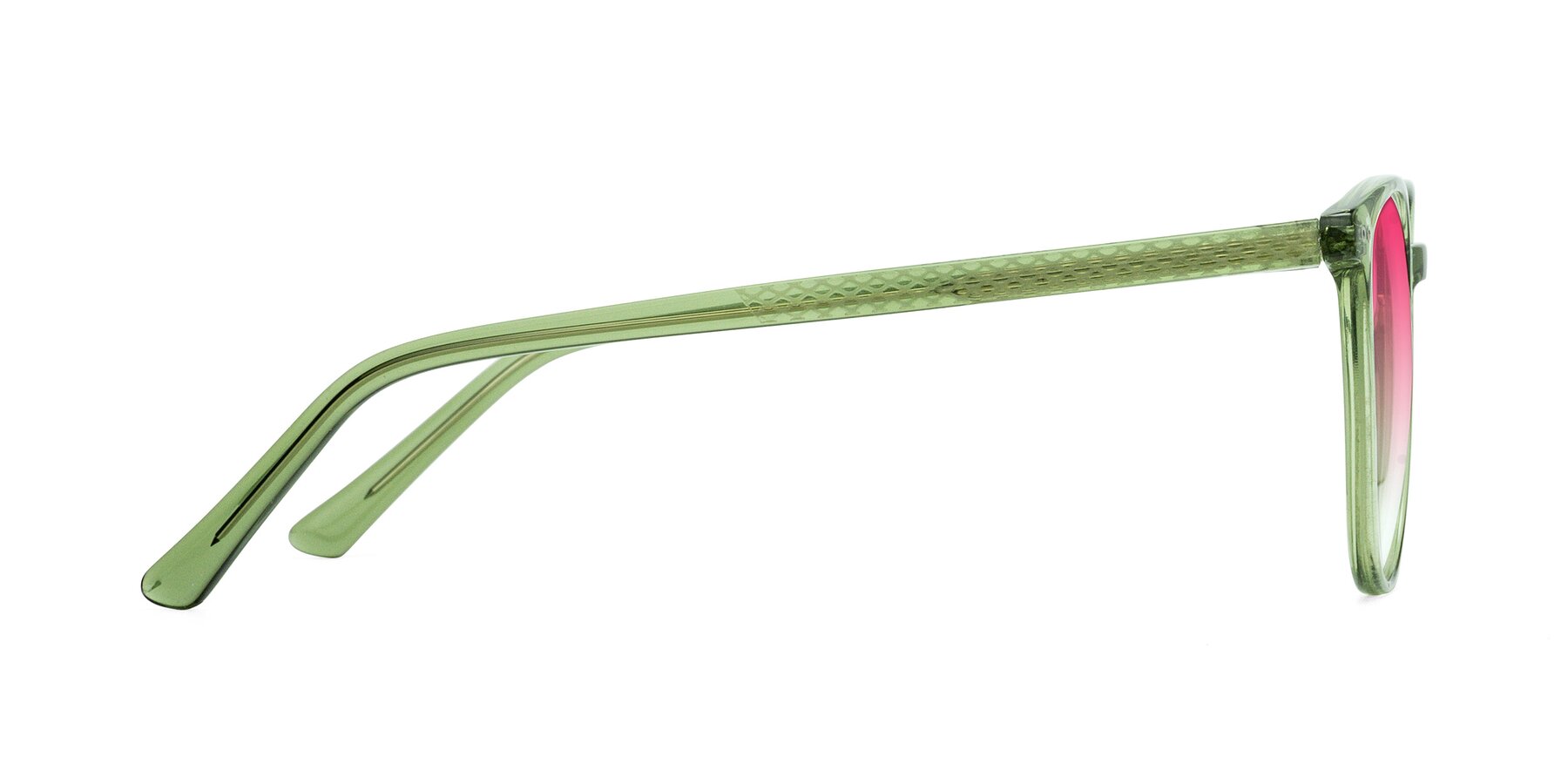 Side of Trang in Transparent Green with Pink Gradient Lenses