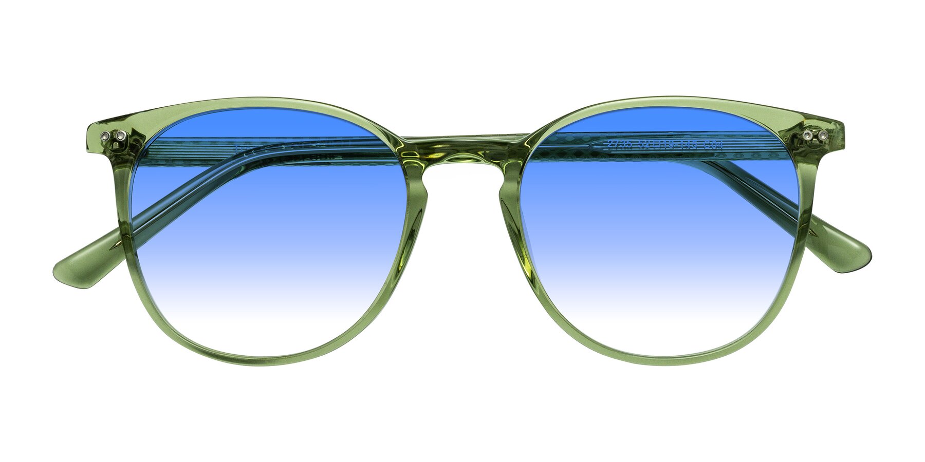 Folded Front of Trang in Transparent Green with Blue Gradient Lenses