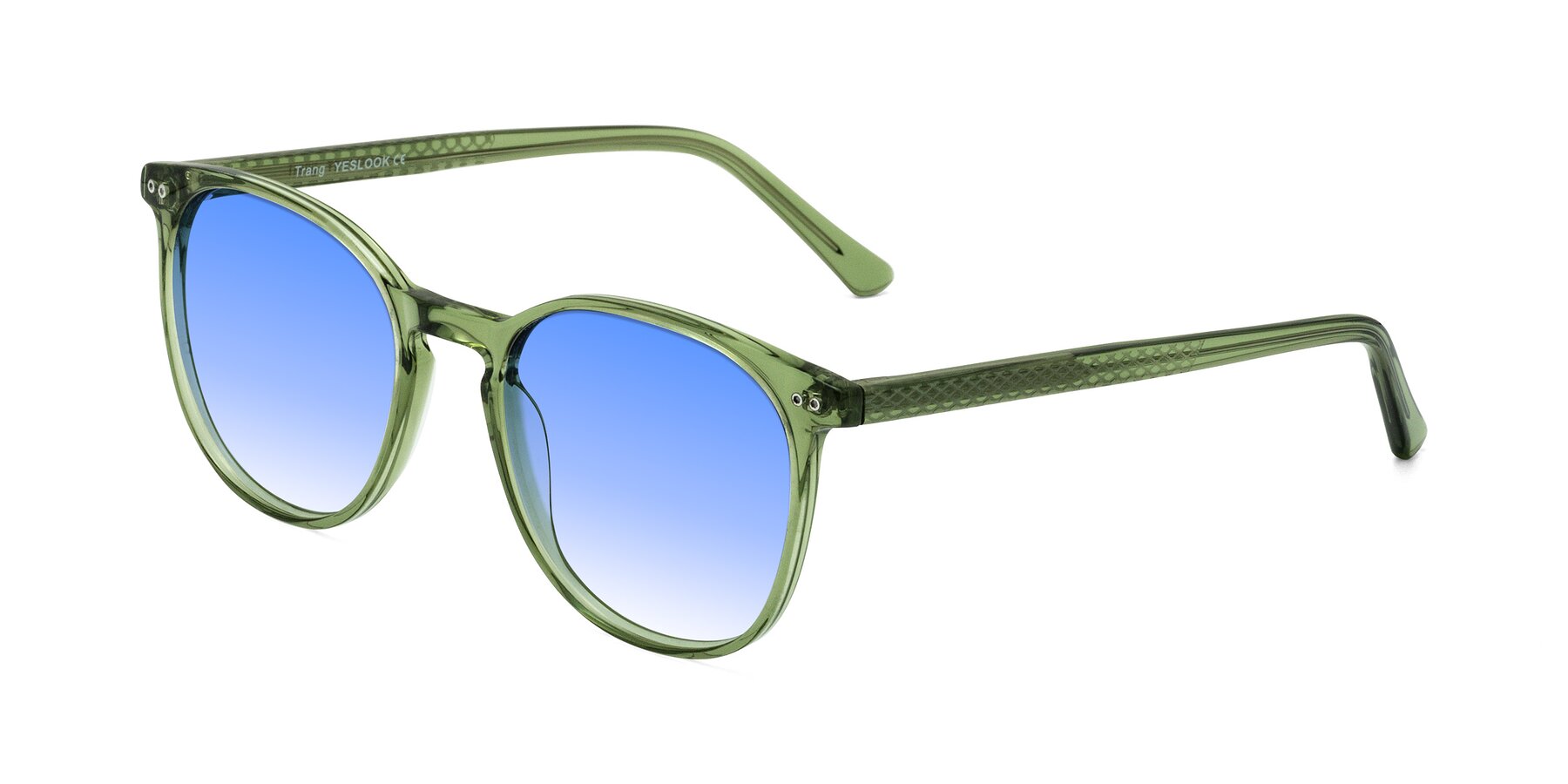 Angle of Trang in Transparent Green with Blue Gradient Lenses