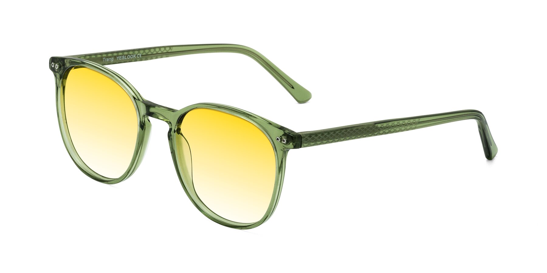 Angle of Trang in Transparent Green with Yellow Gradient Lenses