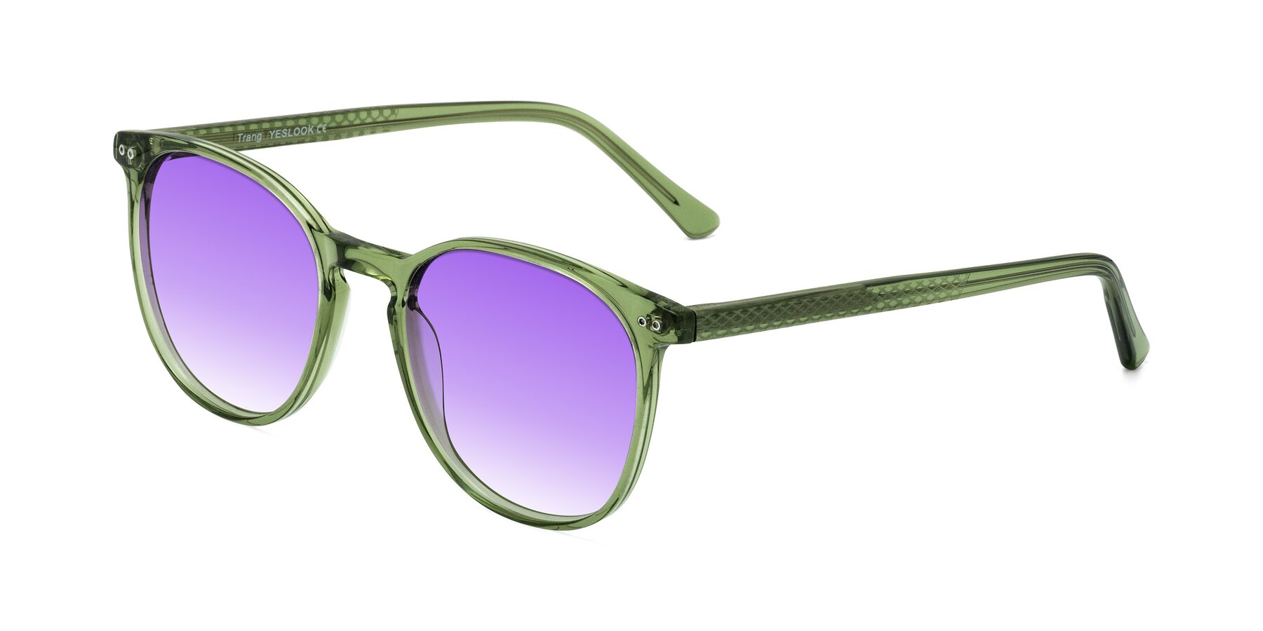 Angle of Trang in Transparent Green with Purple Gradient Lenses