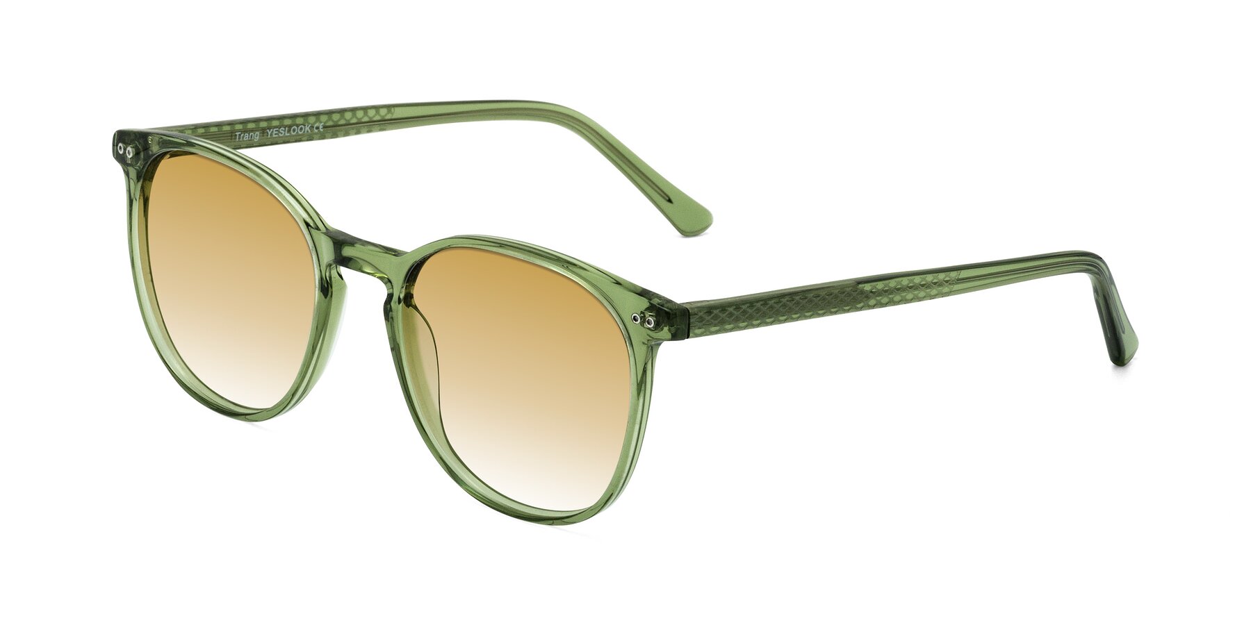 Angle of Trang in Transparent Green with Champagne Gradient Lenses