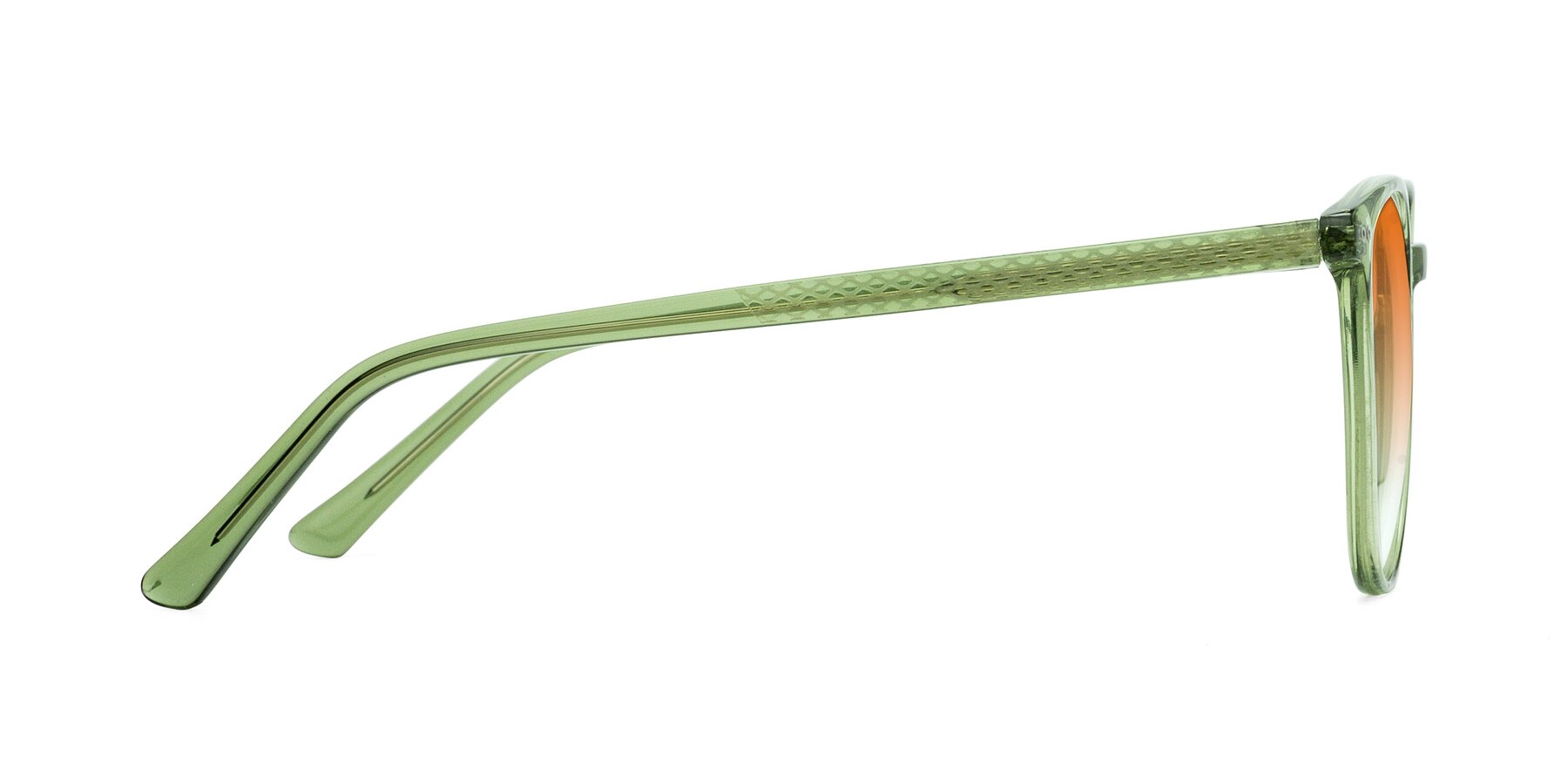 Side of Trang in Transparent Green with Orange Gradient Lenses