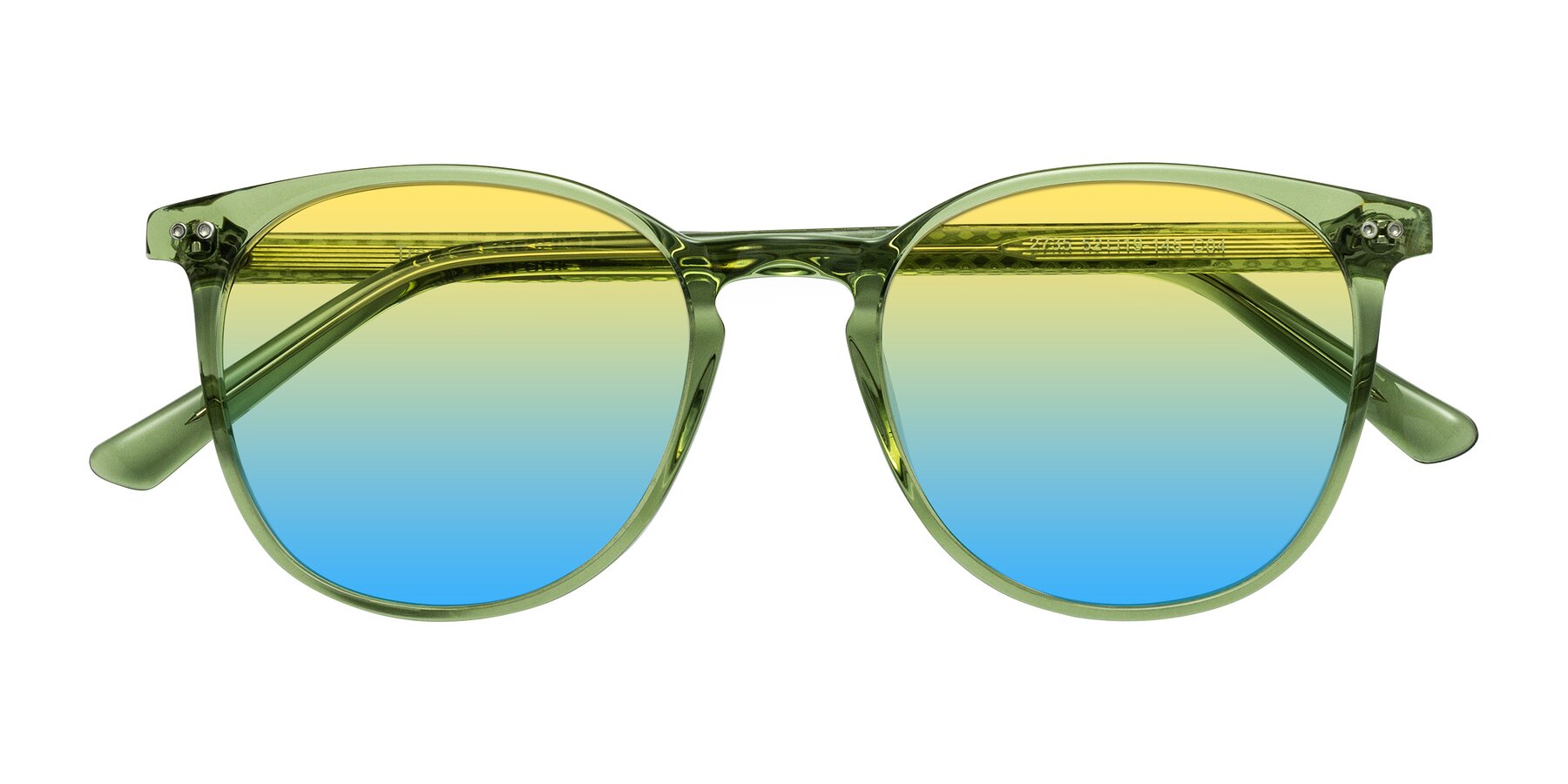 Folded Front of Trang in Transparent Green with Yellow / Blue Gradient Lenses