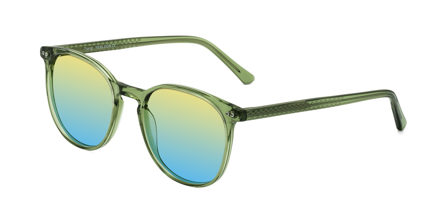 Angle of Trang in Transparent Green with Yellow / Blue Gradient Lenses