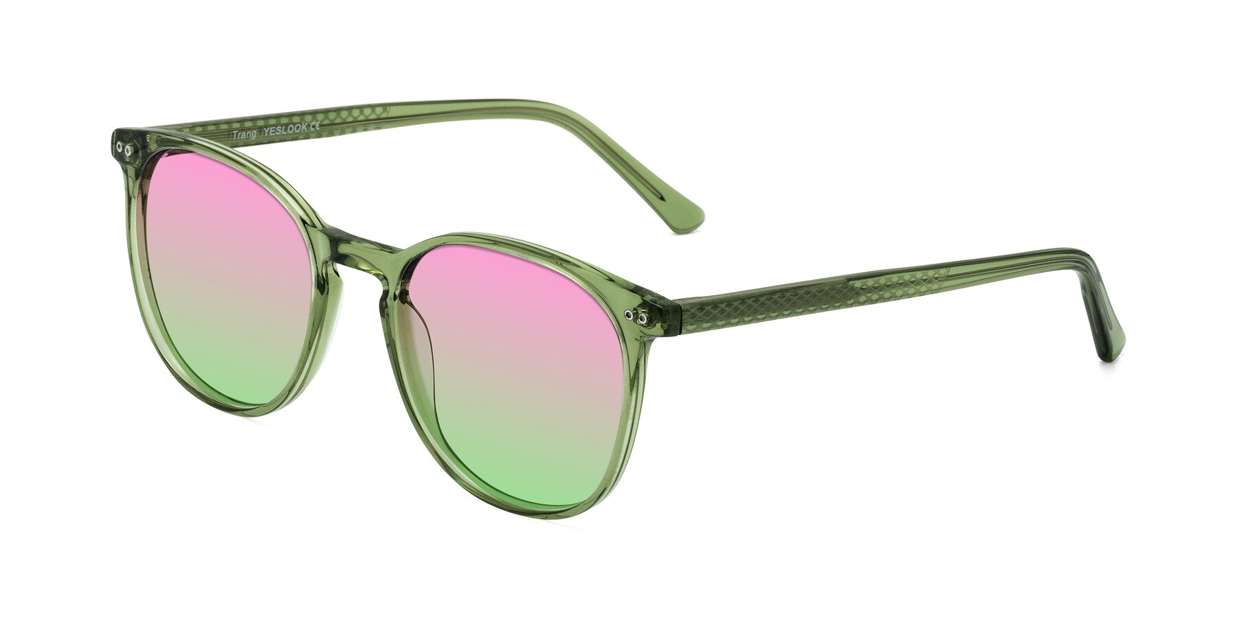 Angle of Trang in Transparent Green with Pink / Green Gradient Lenses