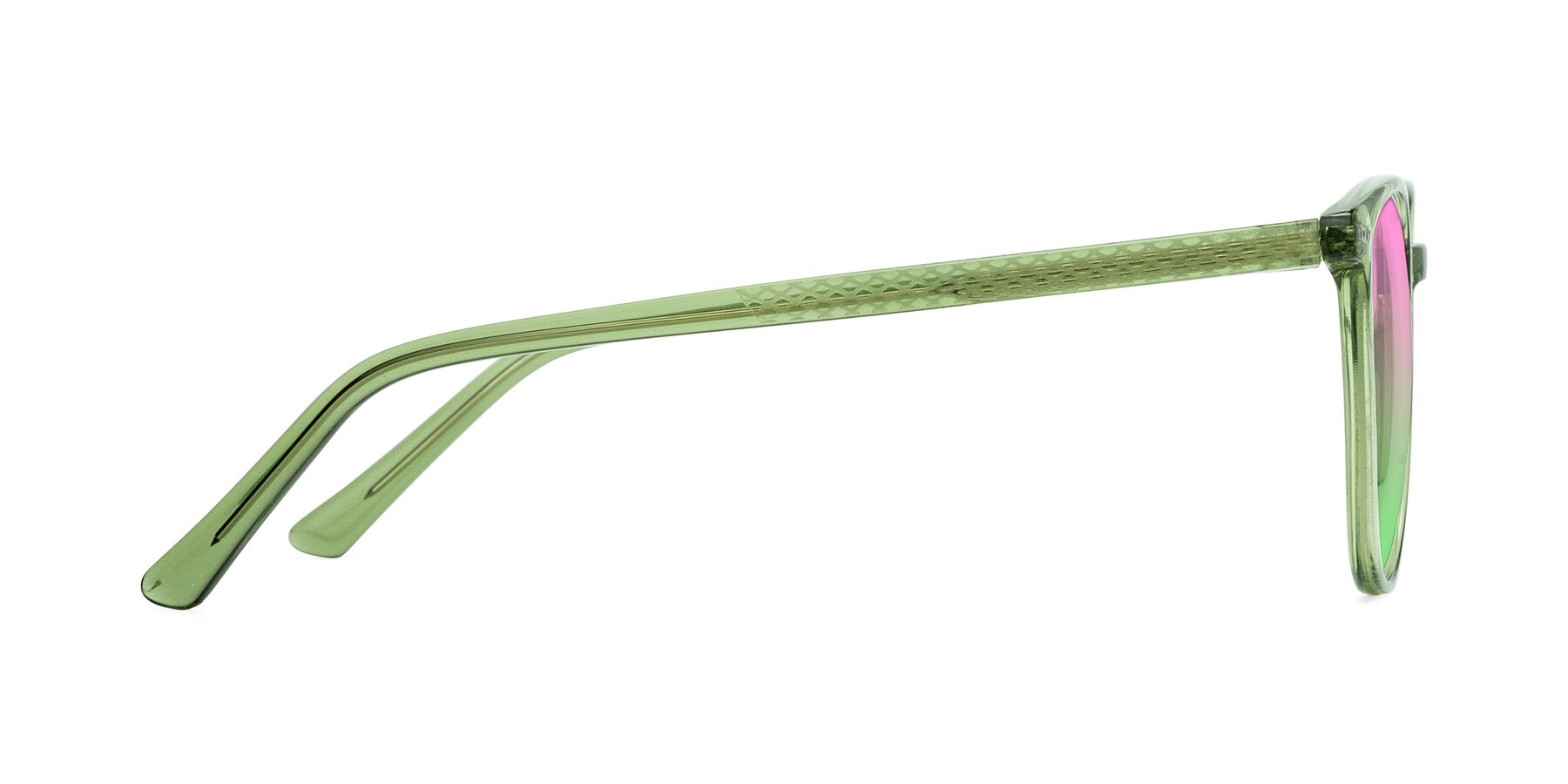 Side of Trang in Transparent Green with Pink / Green Gradient Lenses