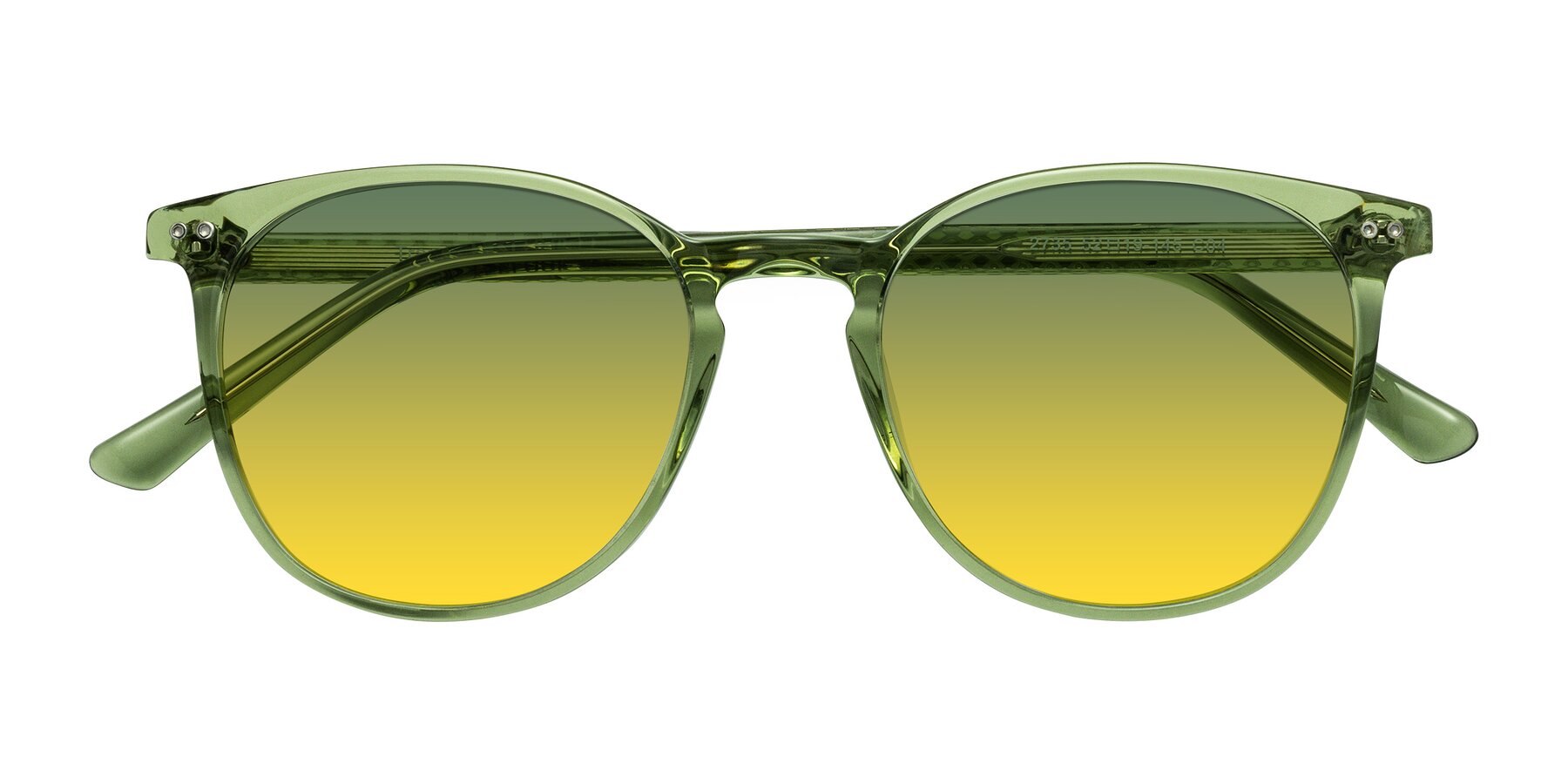 Folded Front of Trang in Transparent Green with Green / Yellow Gradient Lenses