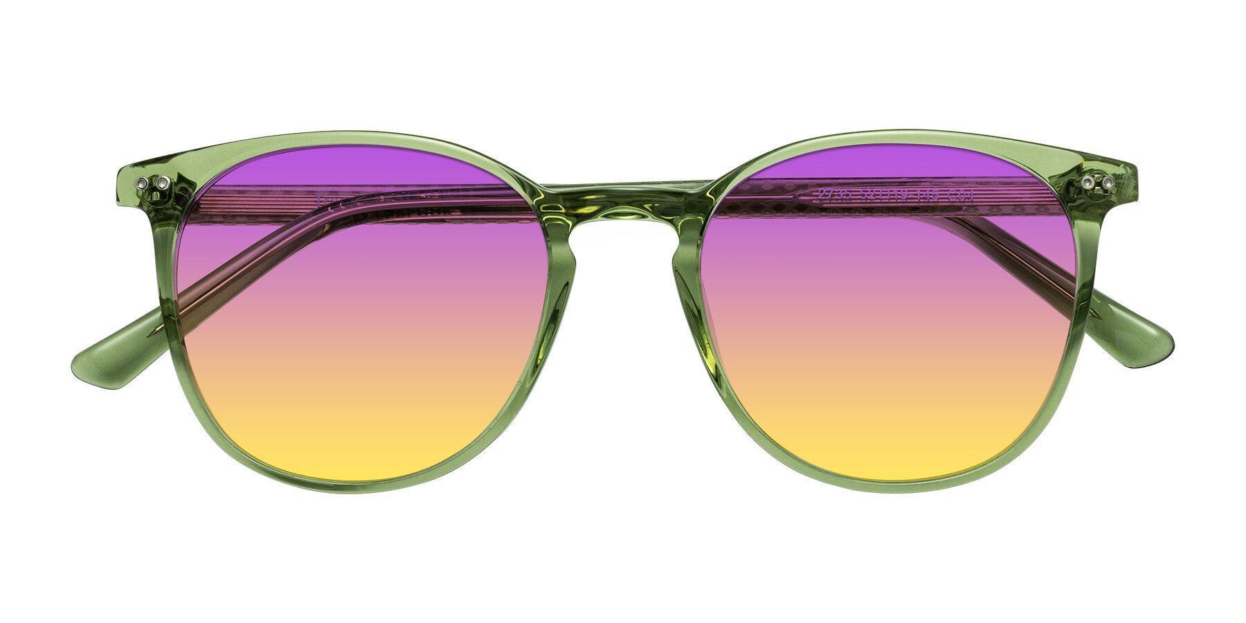Folded Front of Trang in Transparent Green with Purple / Yellow Gradient Lenses