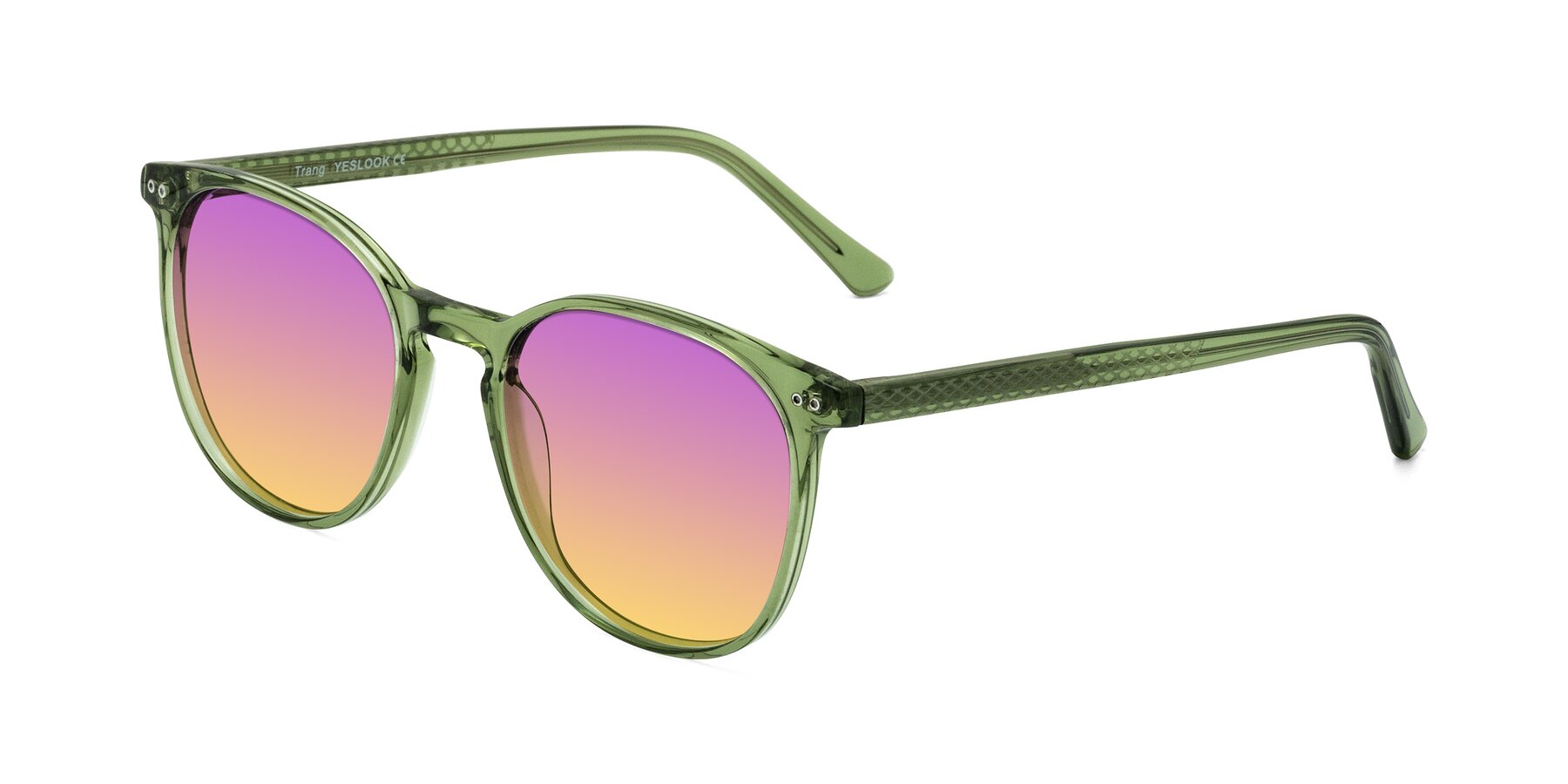 Angle of Trang in Transparent Green with Purple / Yellow Gradient Lenses