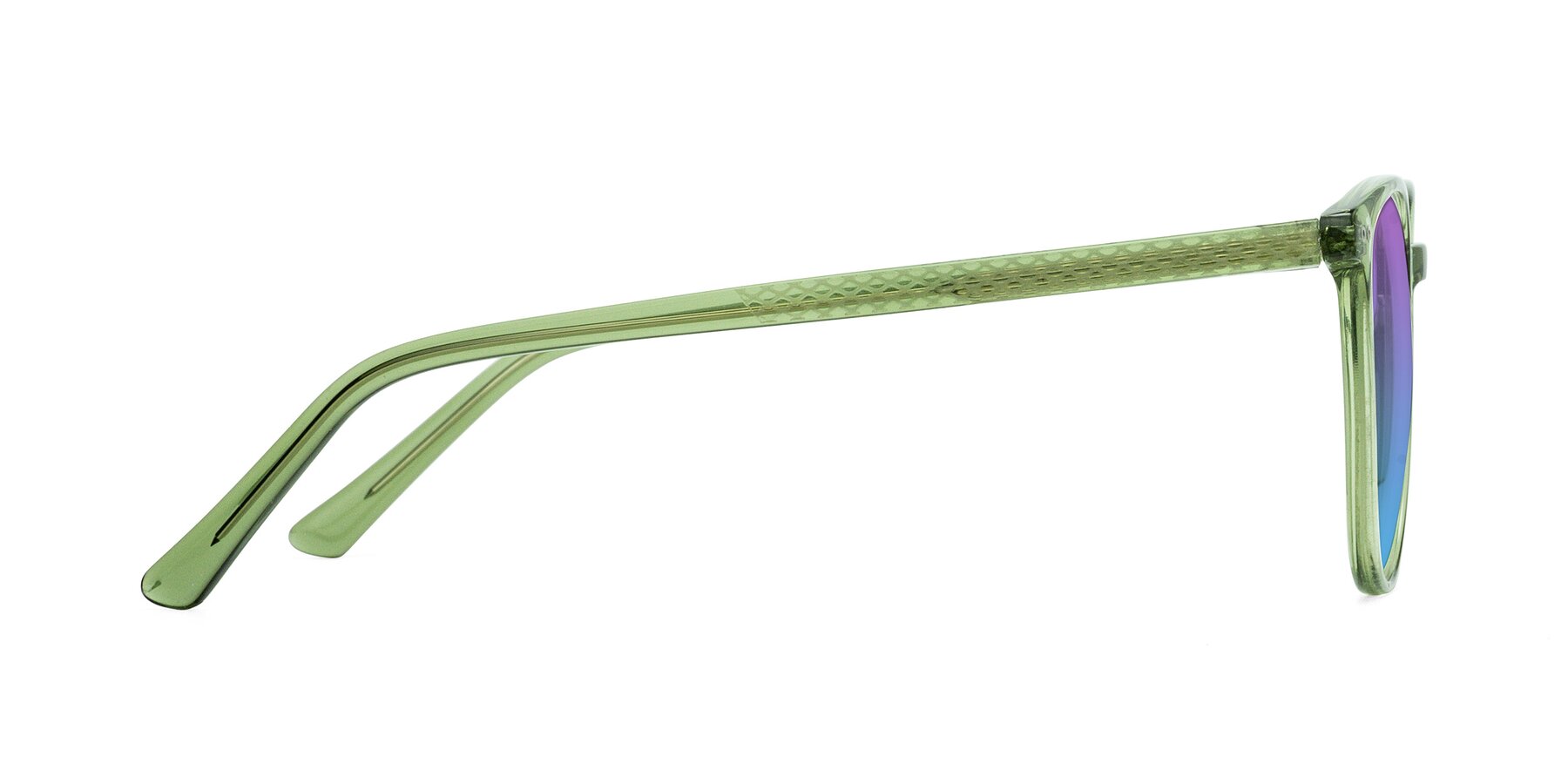 Side of Trang in Transparent Green with Purple / Blue Gradient Lenses