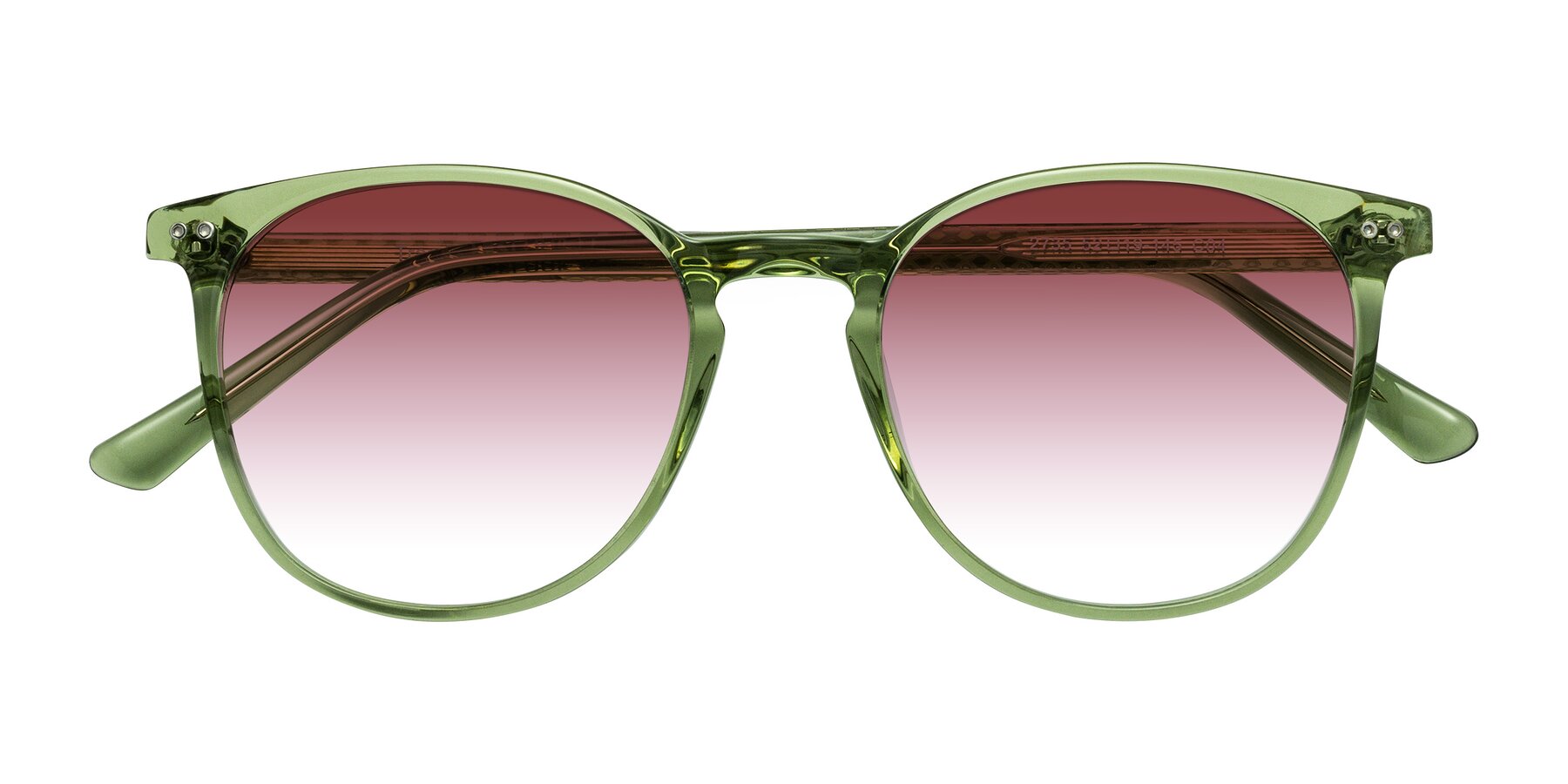 Folded Front of Trang in Transparent Green with Garnet Gradient Lenses