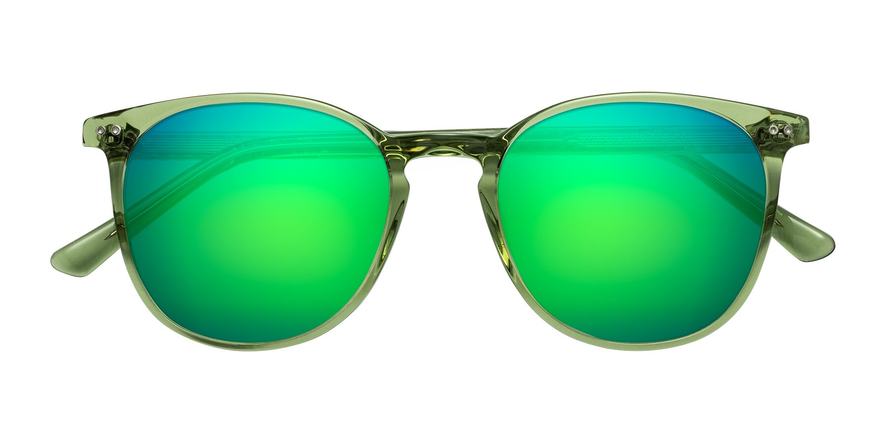 Folded Front of Trang in Transparent Green with Green Mirrored Lenses
