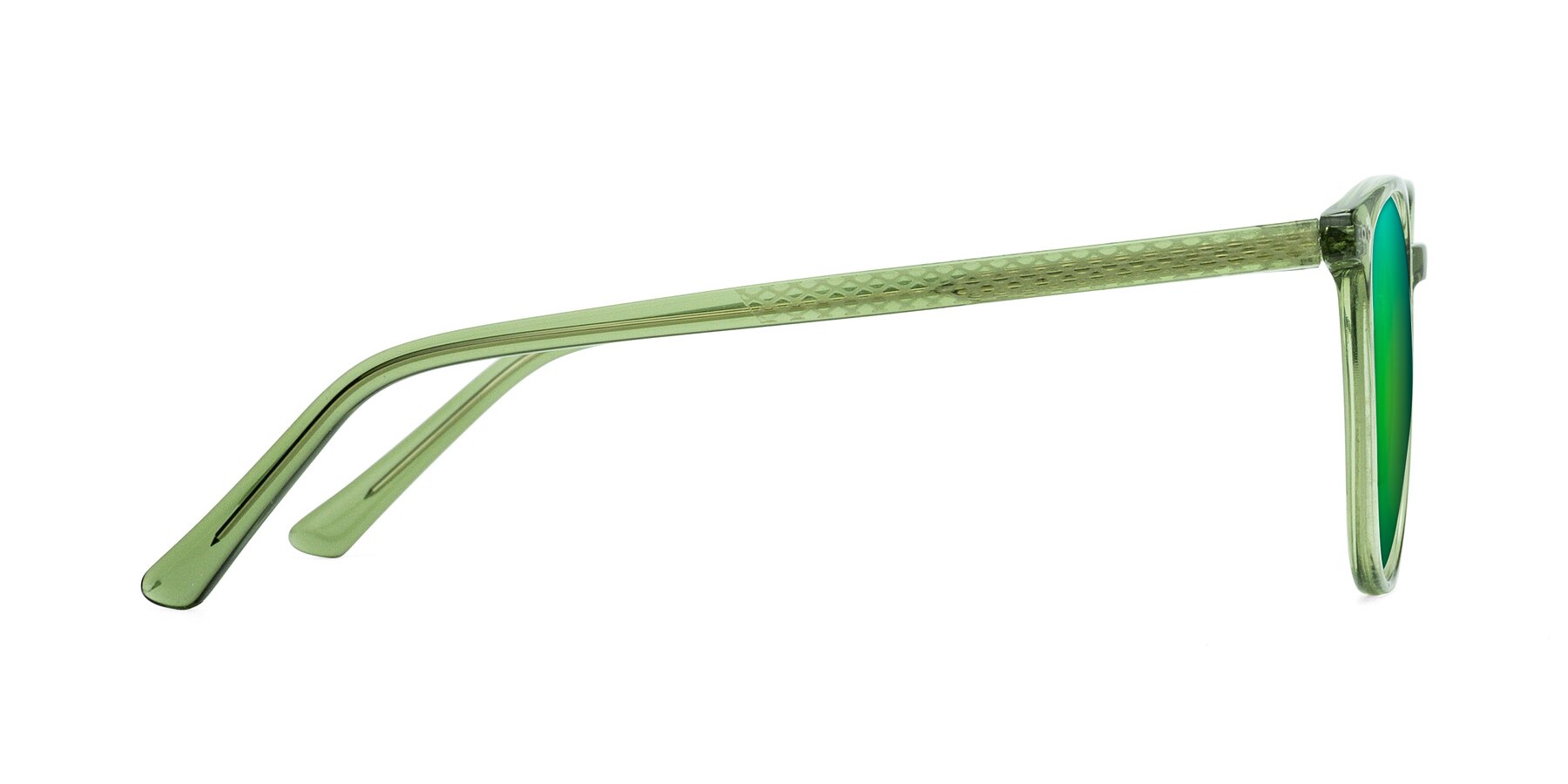 Side of Trang in Transparent Green with Green Mirrored Lenses