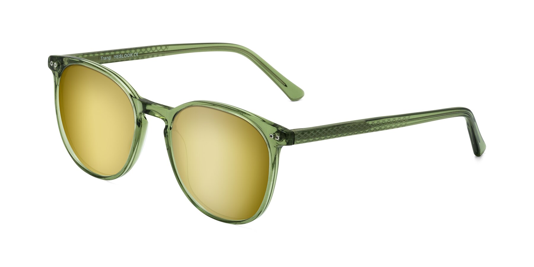 Angle of Trang in Transparent Green with Gold Mirrored Lenses