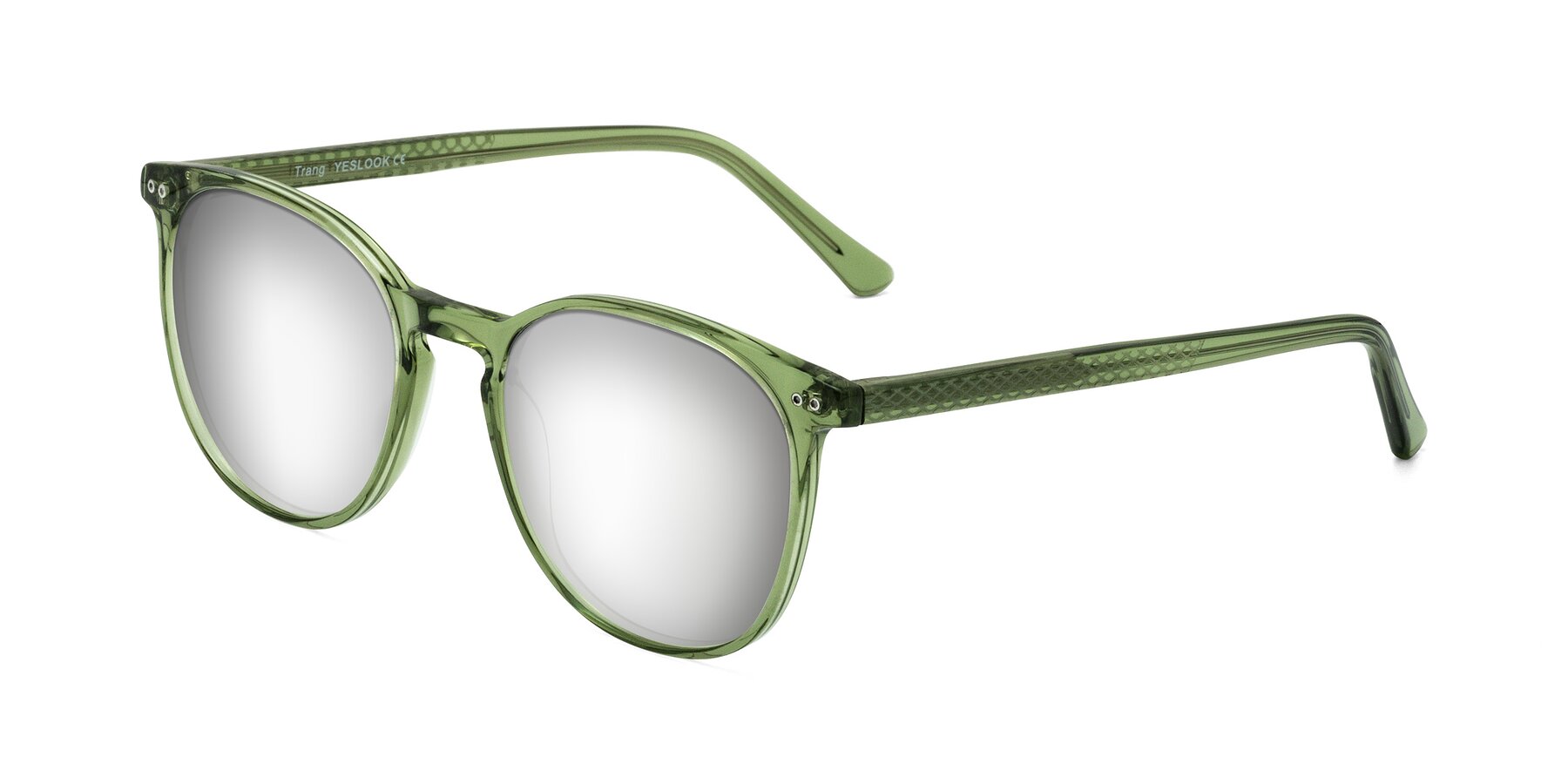 Angle of Trang in Transparent Green with Silver Mirrored Lenses