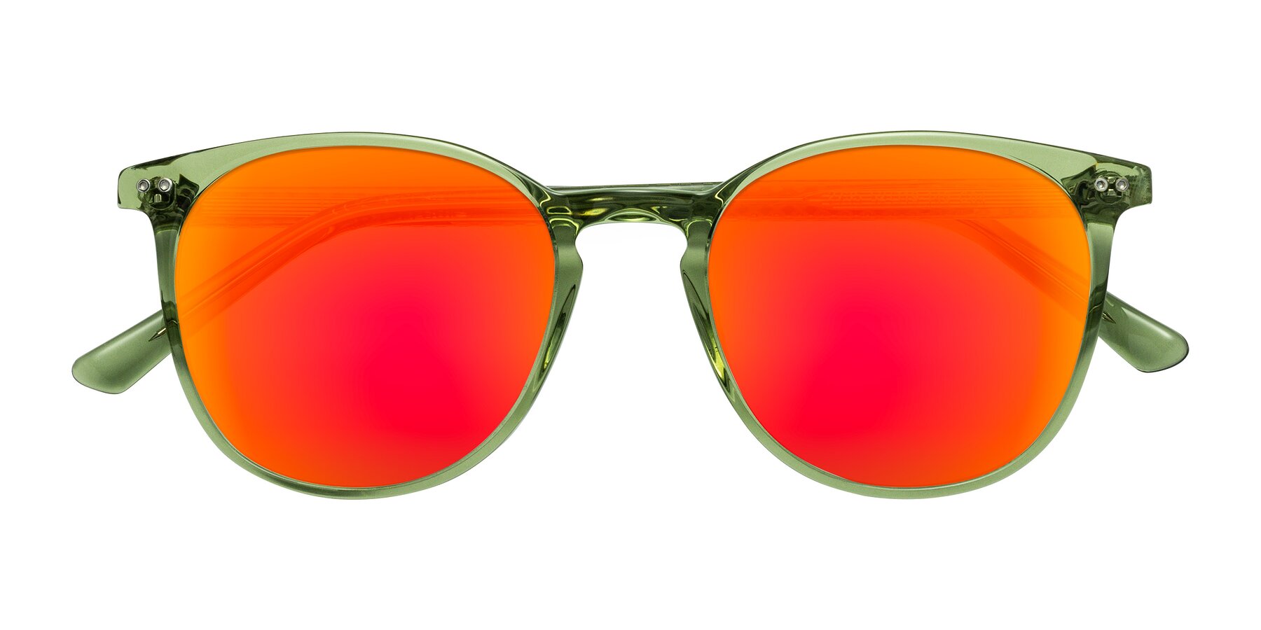 Folded Front of Trang in Transparent Green with Red Gold Mirrored Lenses