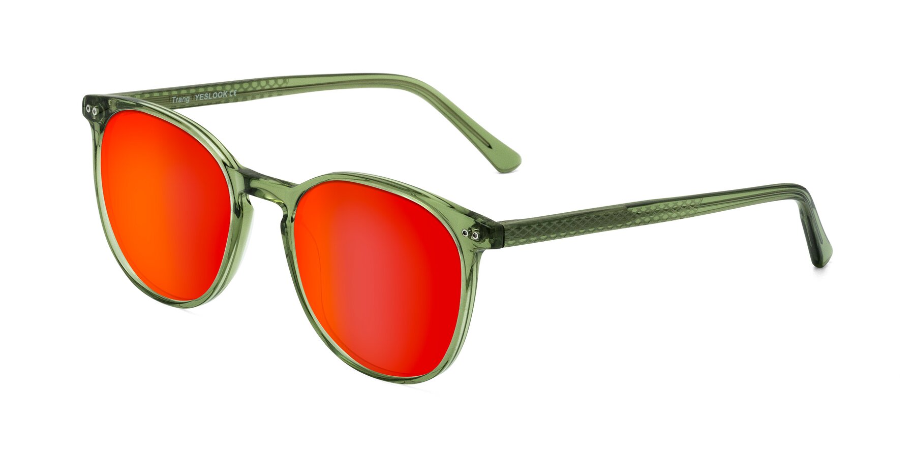 Angle of Trang in Transparent Green with Red Gold Mirrored Lenses