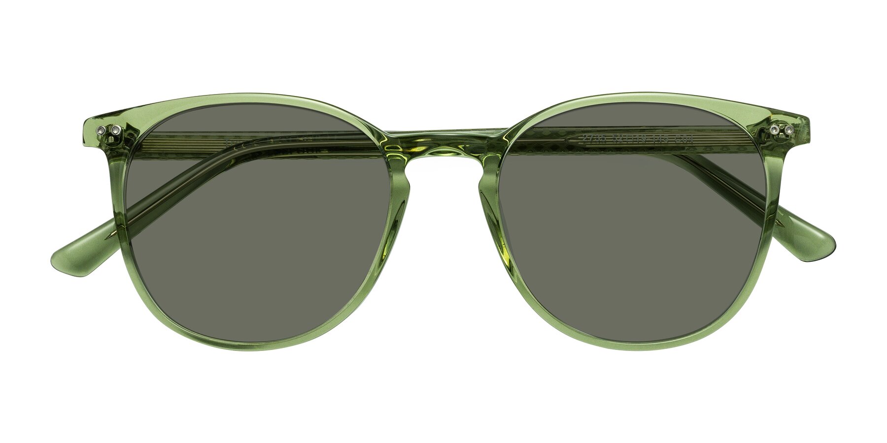 Folded Front of Trang in Transparent Green with Gray Polarized Lenses