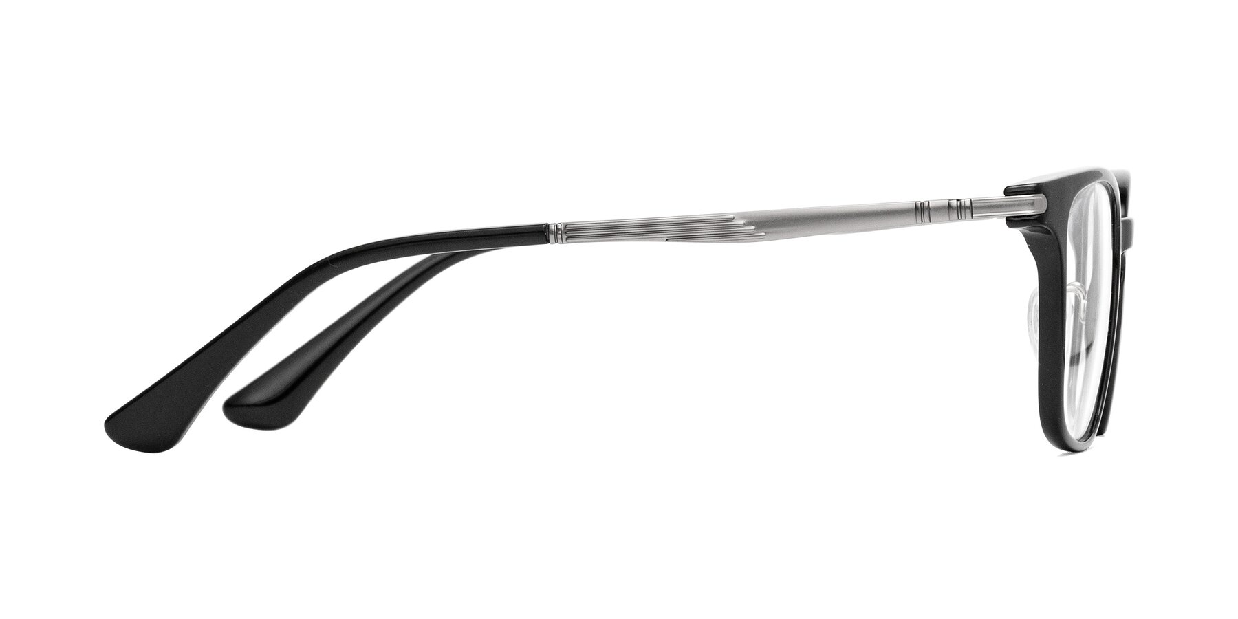 Side of Tiwari in Black with Clear Eyeglass Lenses