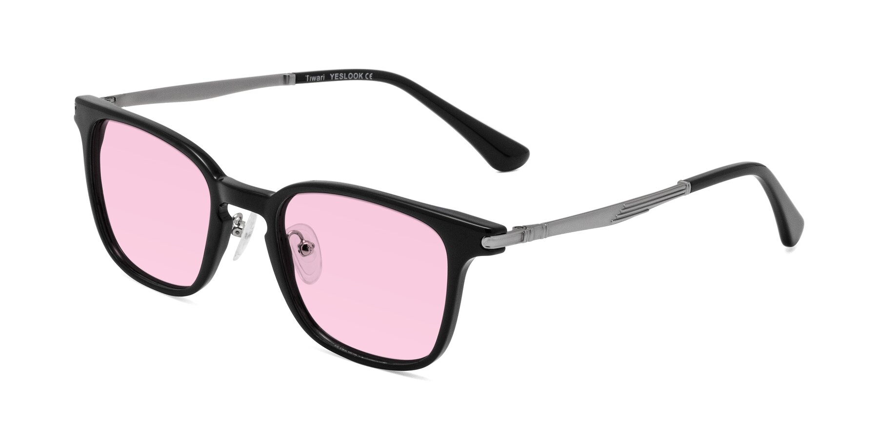 Angle of Tiwari in Black with Light Pink Tinted Lenses