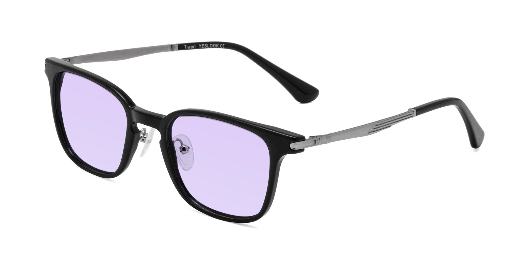 Angle of Tiwari in Black with Light Purple Tinted Lenses