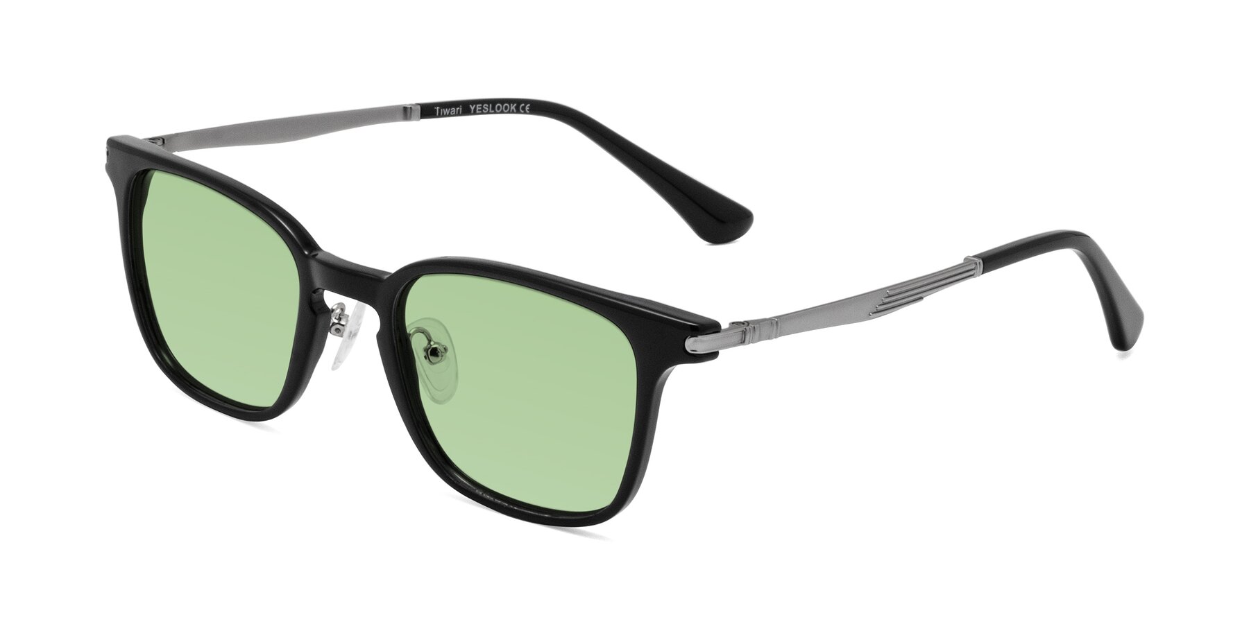 Angle of Tiwari in Black with Medium Green Tinted Lenses