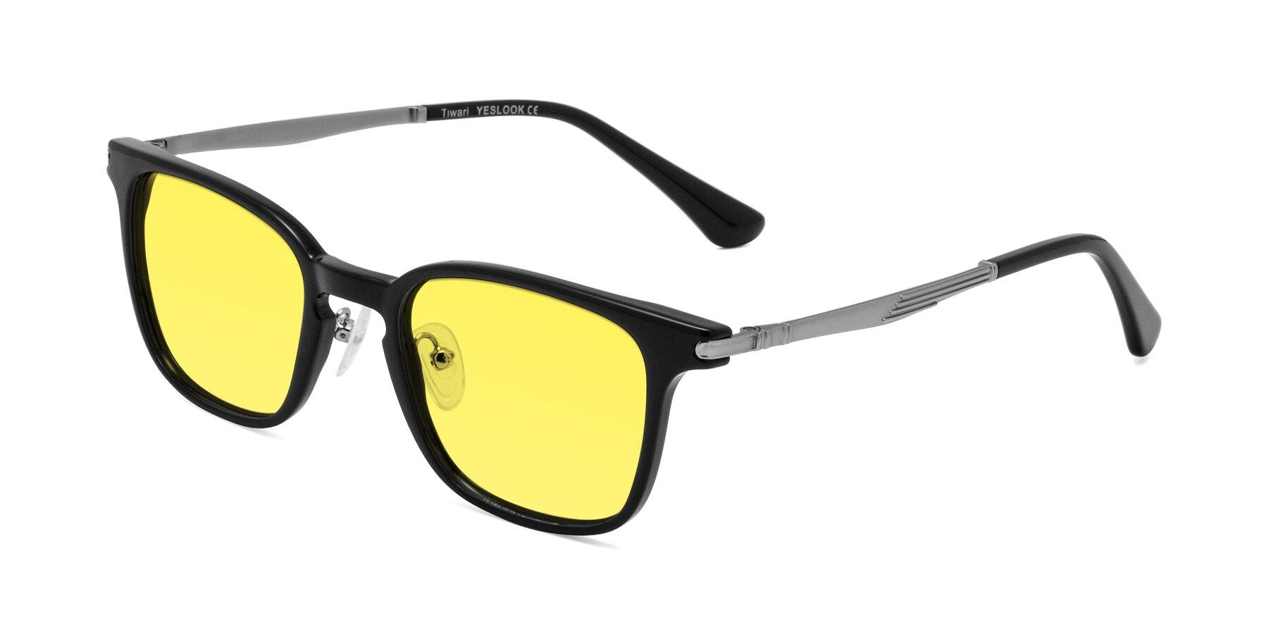 Angle of Tiwari in Black with Medium Yellow Tinted Lenses