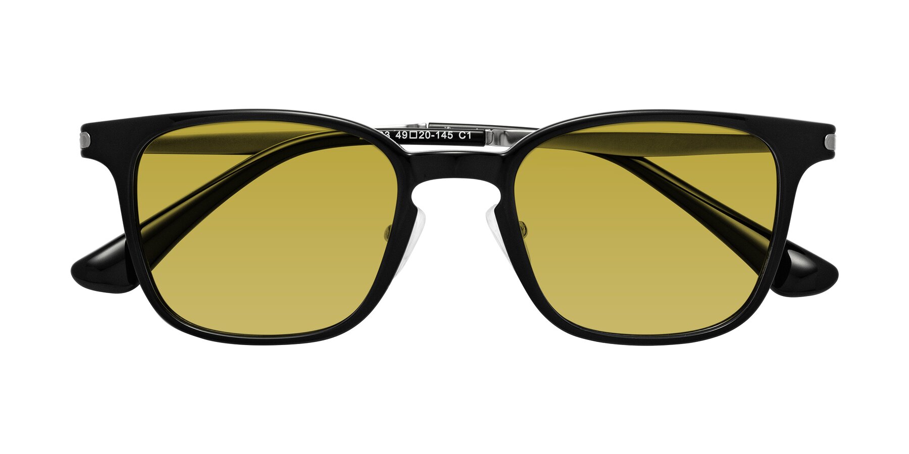 Folded Front of Tiwari in Black with Champagne Tinted Lenses