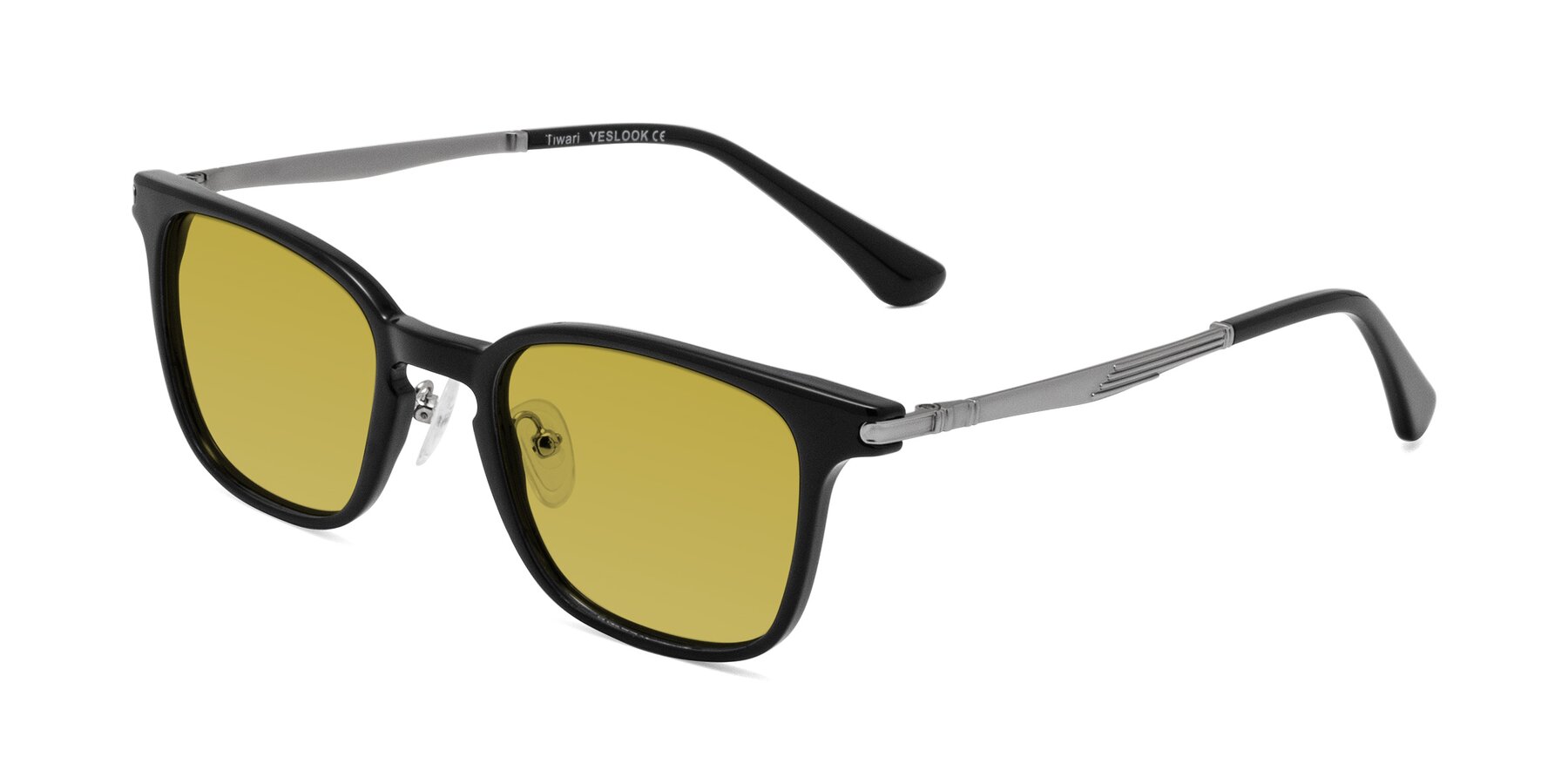 Angle of Tiwari in Black with Champagne Tinted Lenses