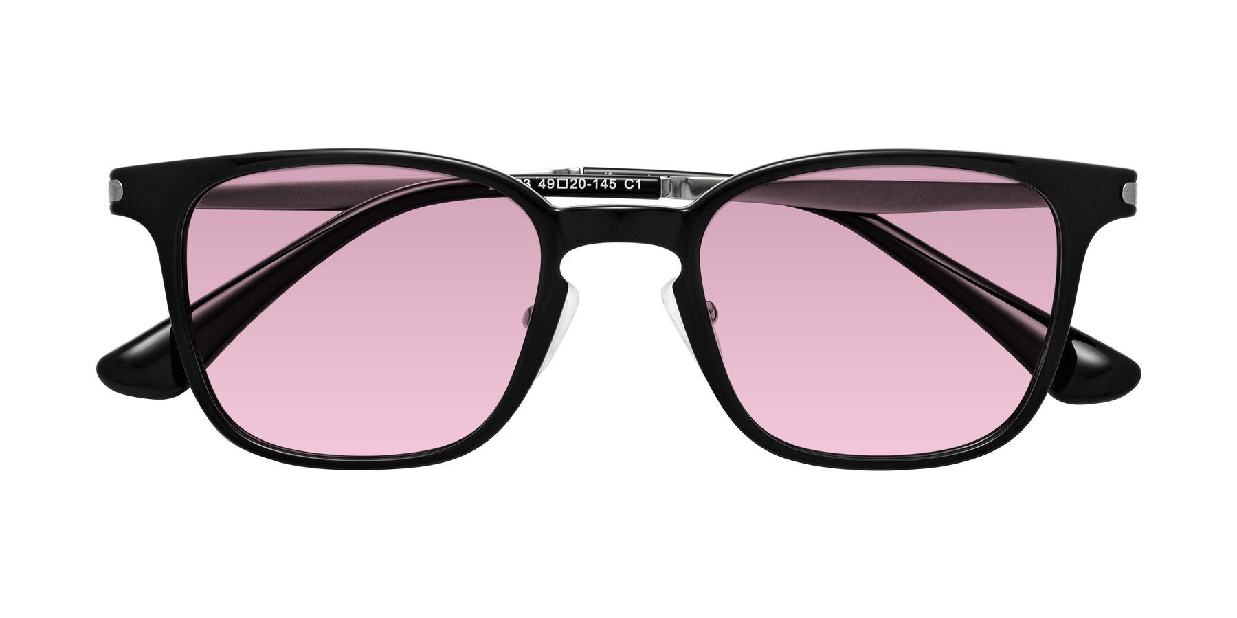 Folded Front of Tiwari in Black with Light Wine Tinted Lenses