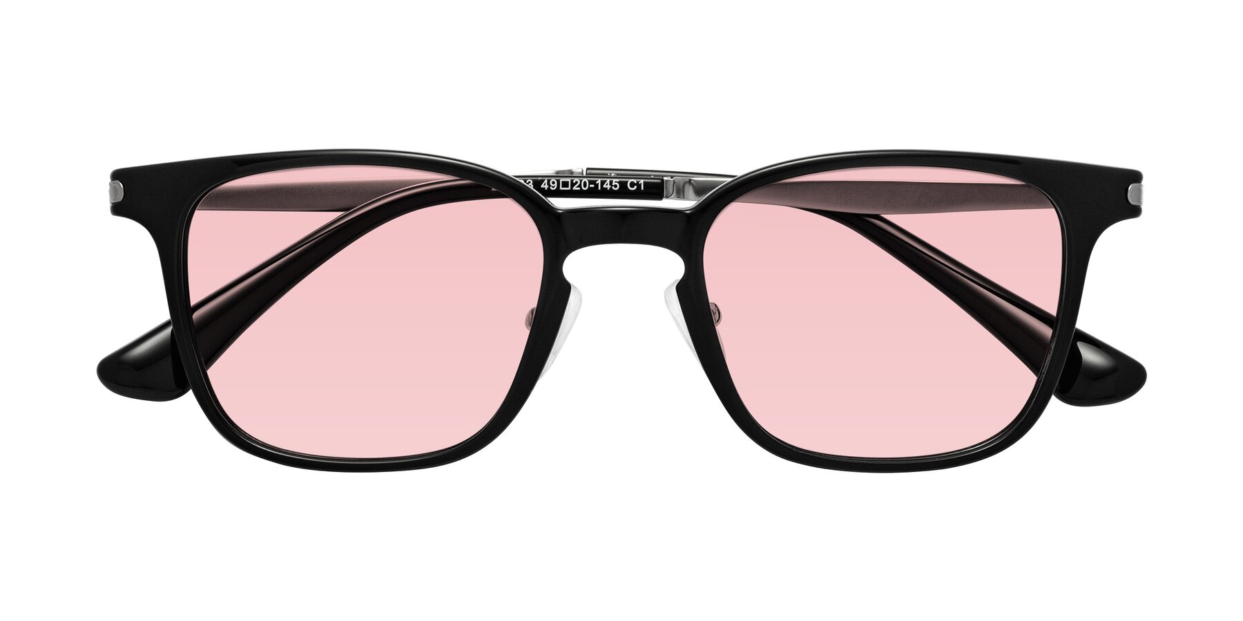 Folded Front of Tiwari in Black with Light Garnet Tinted Lenses