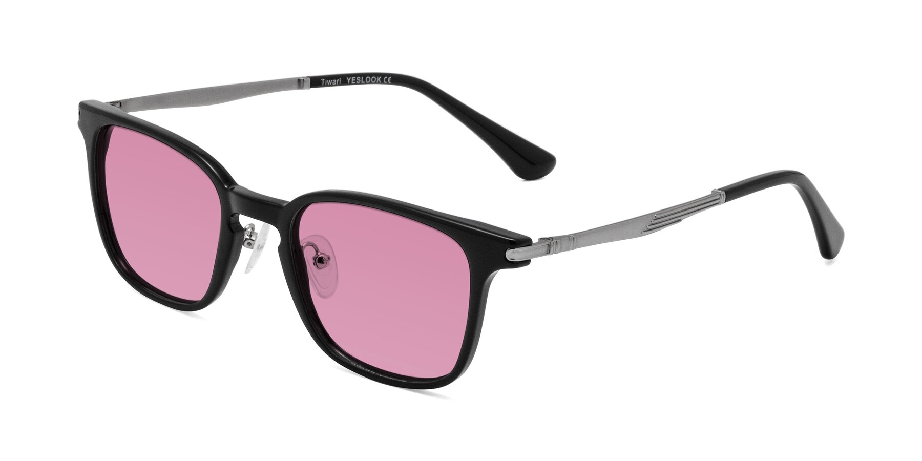 Angle of Tiwari in Black with Medium Wine Tinted Lenses