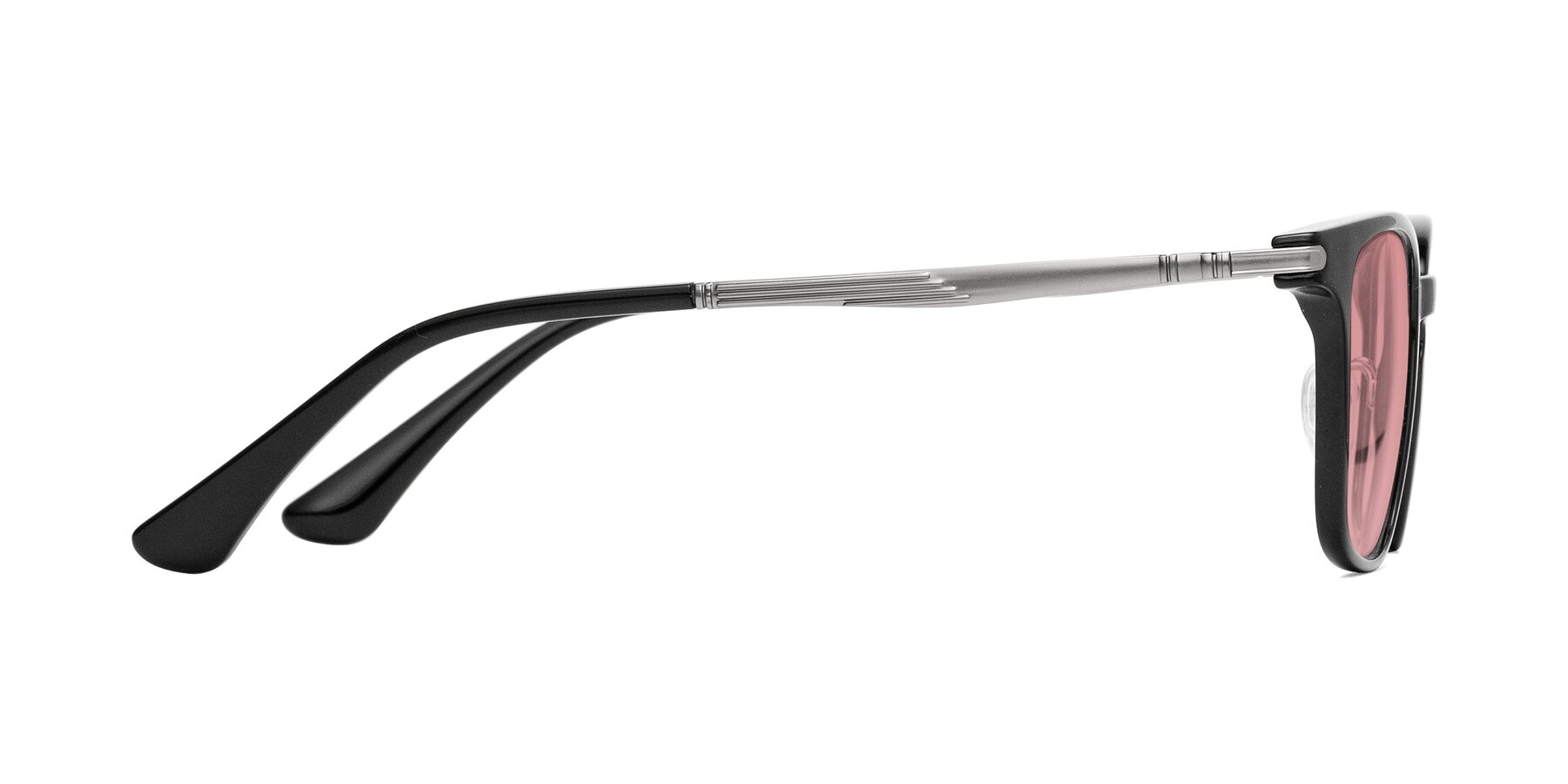 Side of Tiwari in Black with Medium Garnet Tinted Lenses