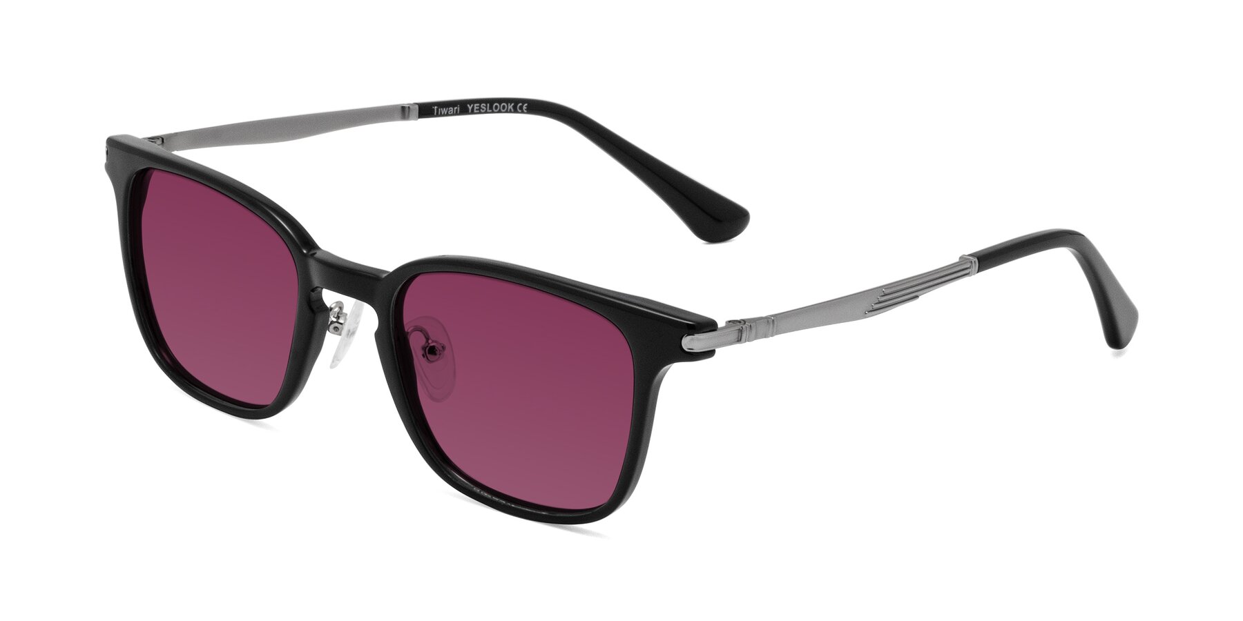 Angle of Tiwari in Black with Wine Tinted Lenses