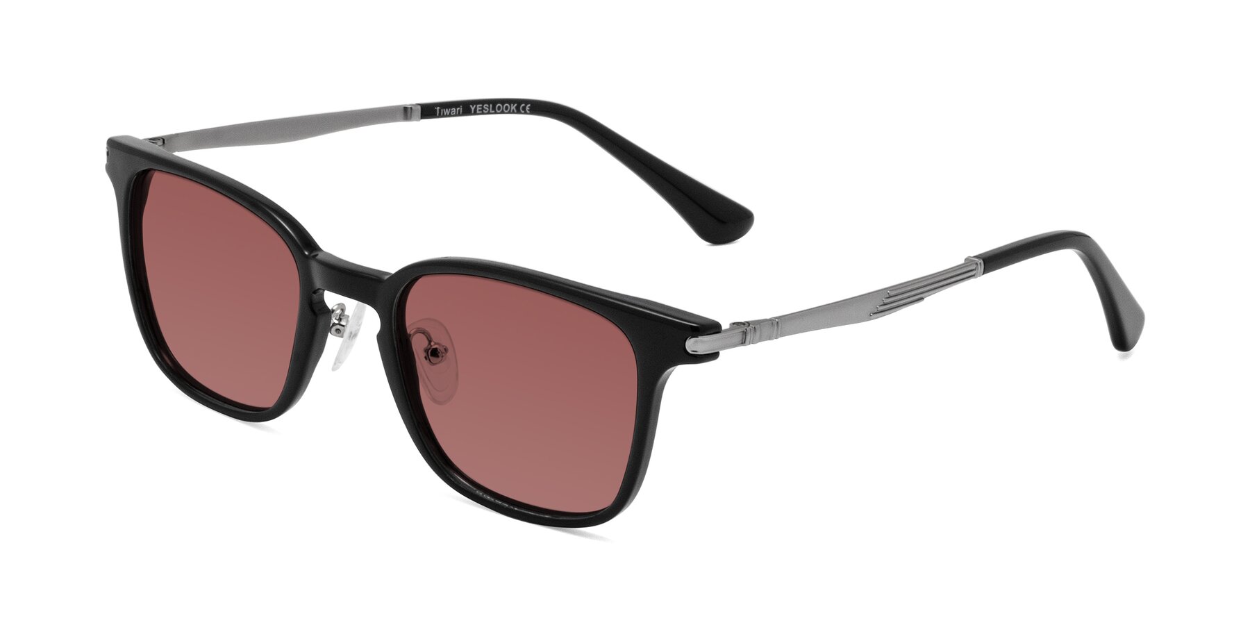 Angle of Tiwari in Black with Garnet Tinted Lenses