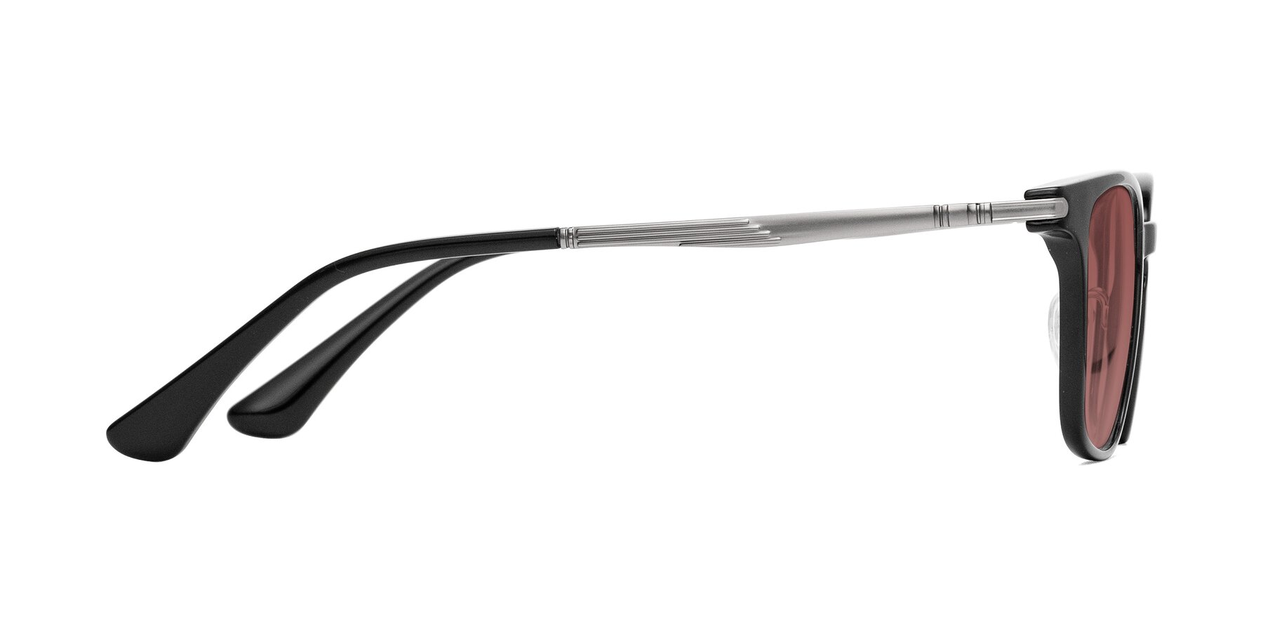 Side of Tiwari in Black with Garnet Tinted Lenses