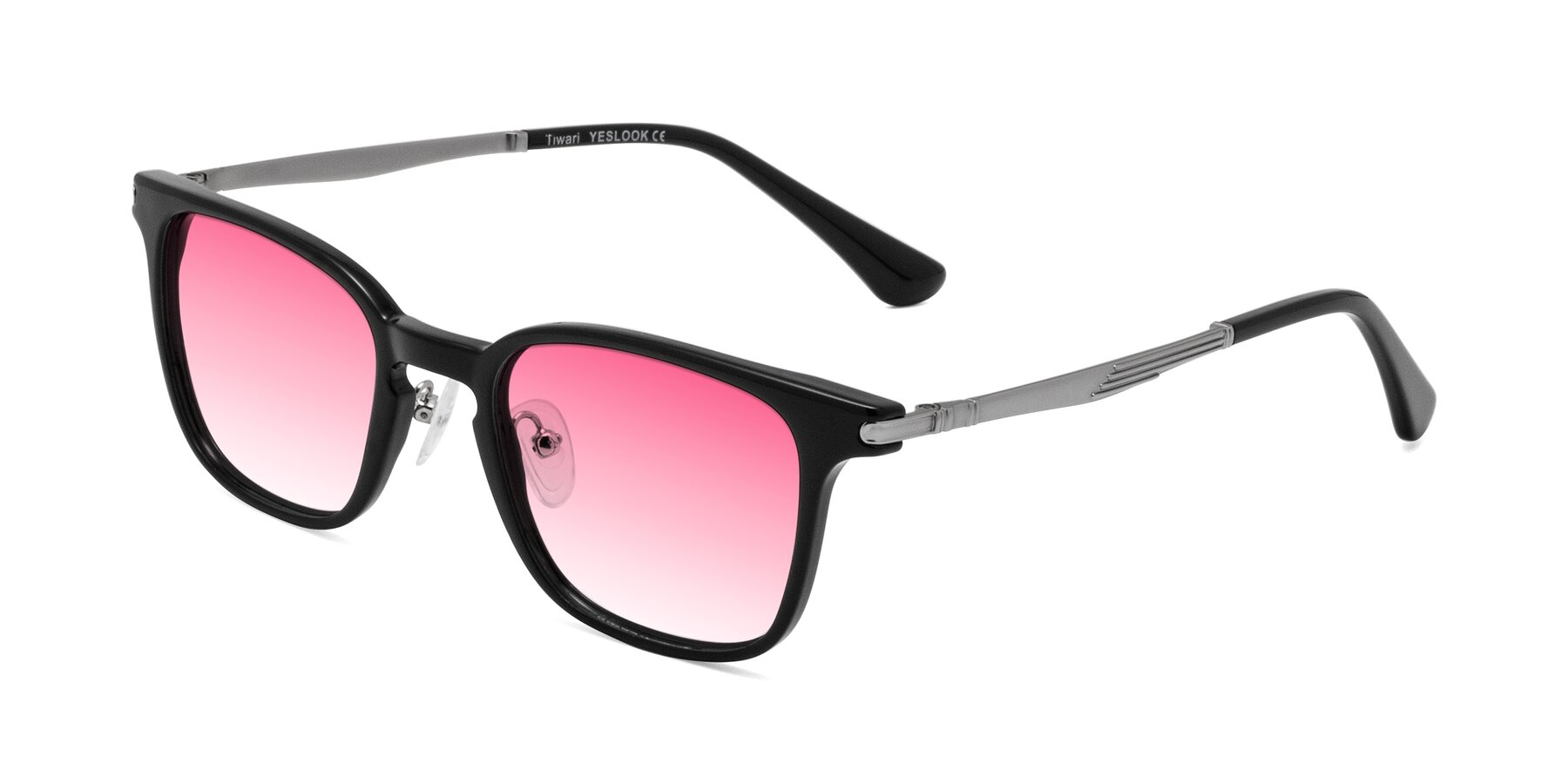 Angle of Tiwari in Black with Pink Gradient Lenses