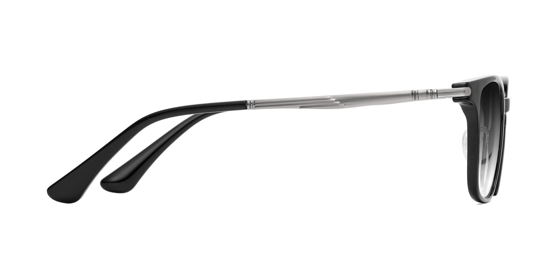 Side of Tiwari in Black with Gray Gradient Lenses