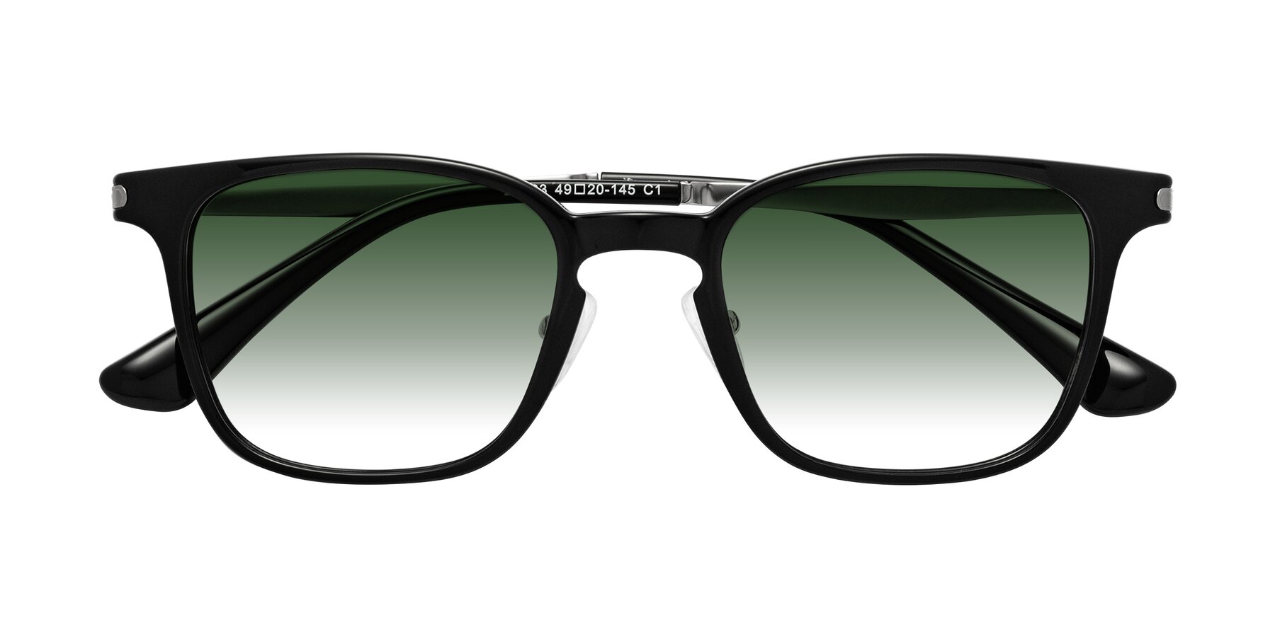 Folded Front of Tiwari in Black with Green Gradient Lenses