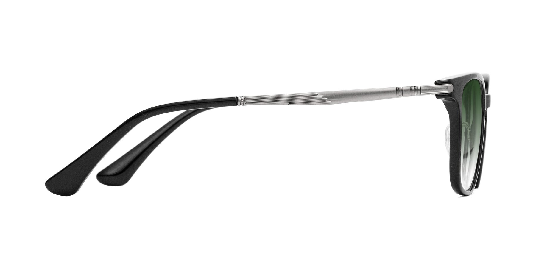 Side of Tiwari in Black with Green Gradient Lenses