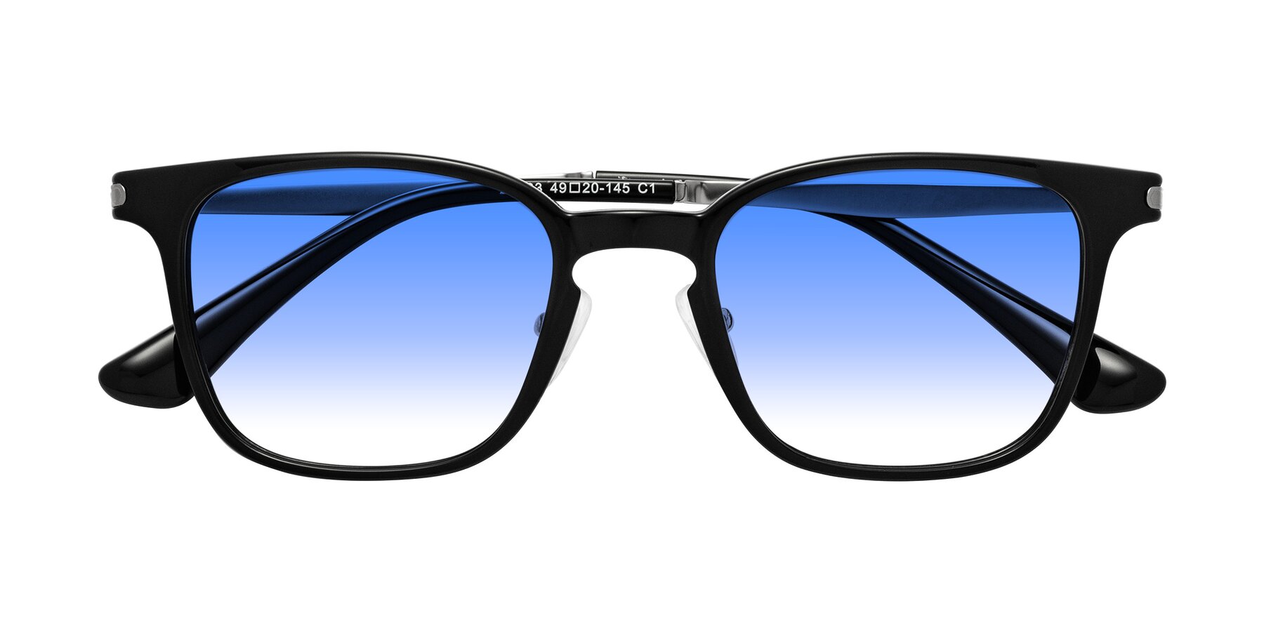 Folded Front of Tiwari in Black with Blue Gradient Lenses
