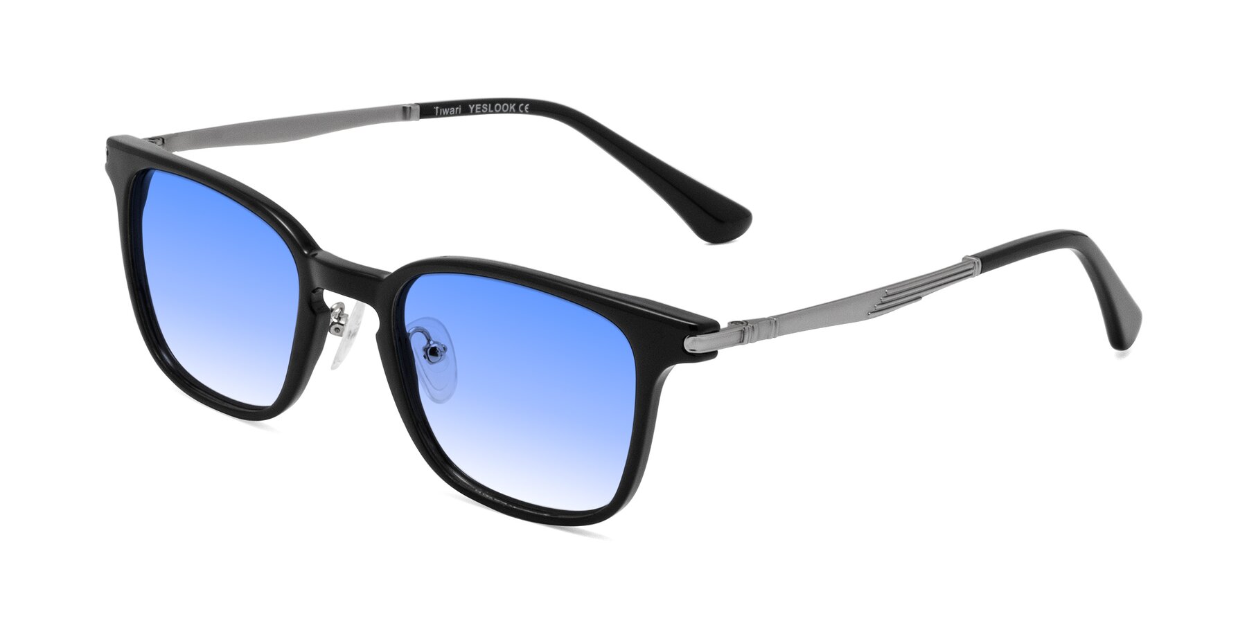 Angle of Tiwari in Black with Blue Gradient Lenses